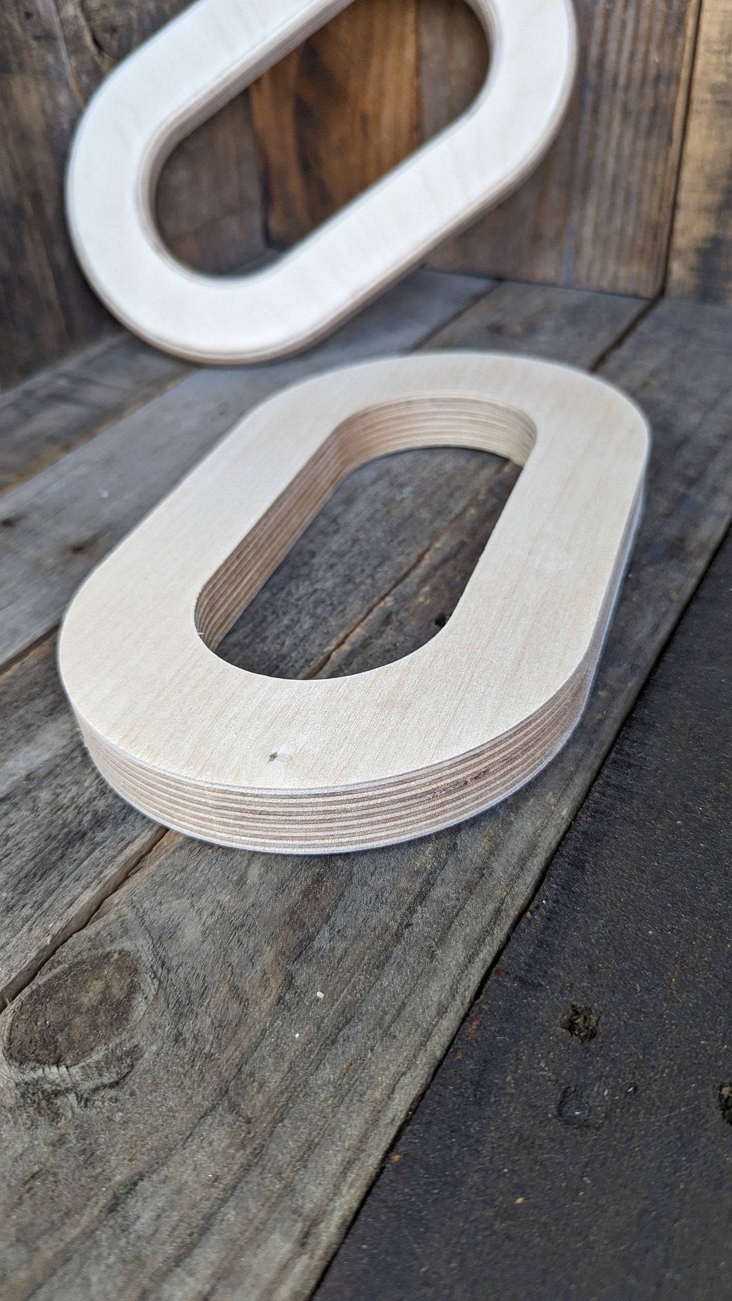 6" x 10" Wood Oblong Shape with 3" x 7" hole , BALTIC BIRCH - Wooden Oblong, Blank Oblong, Unfinished Wooden Circles, Oblong Shape