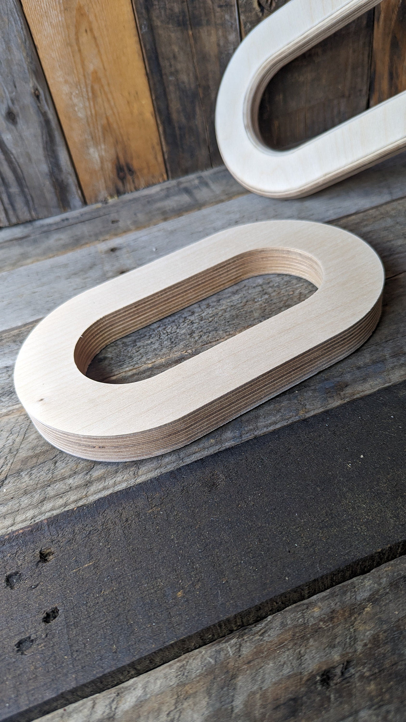 6" x 10" Baltic Birch Wood Oblong, 3" x 7" Center Hole, Craft Blank