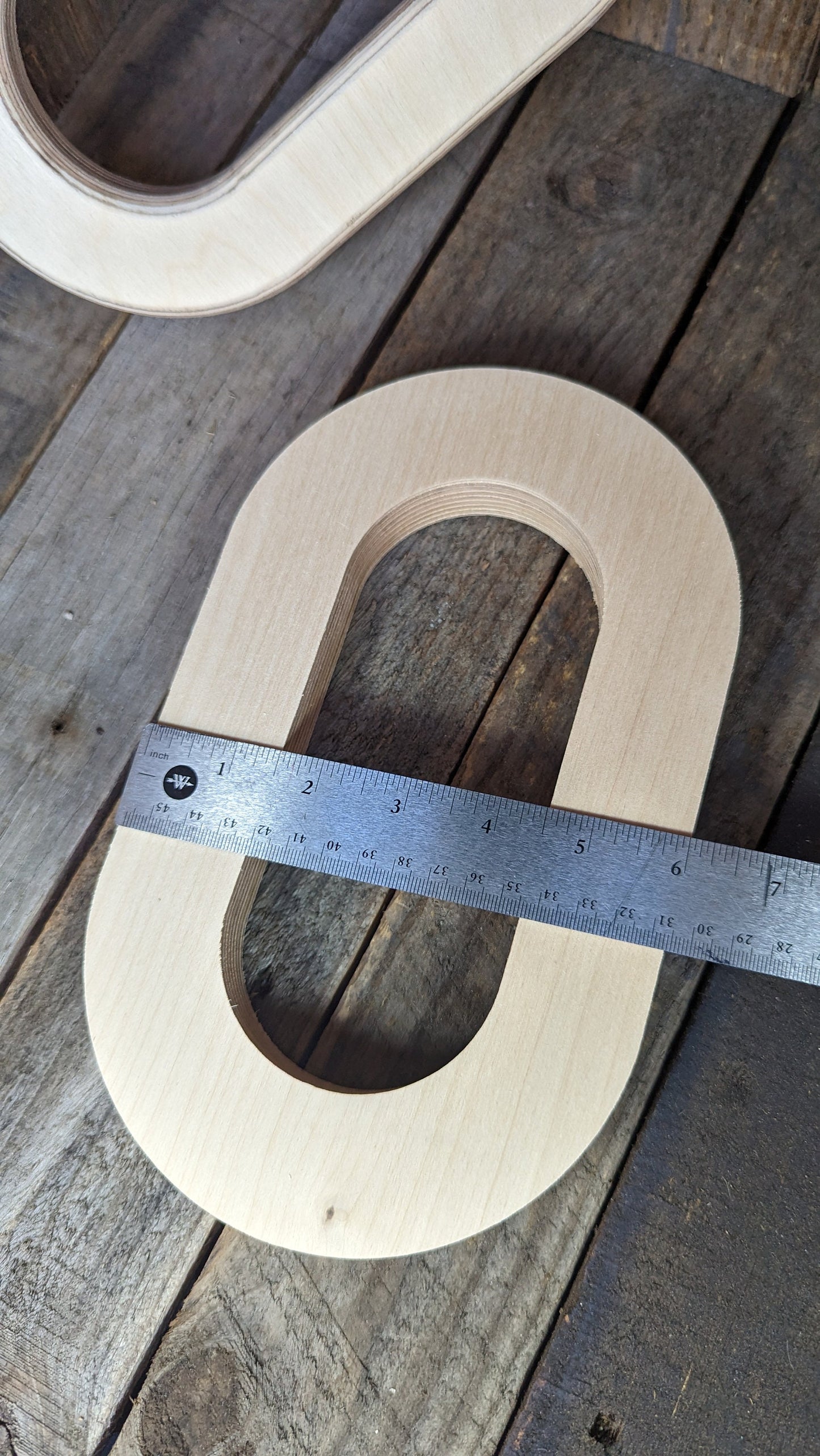 6" x 10" Baltic Birch Wood Oblong, 3" x 7" Center Hole, Craft Blank