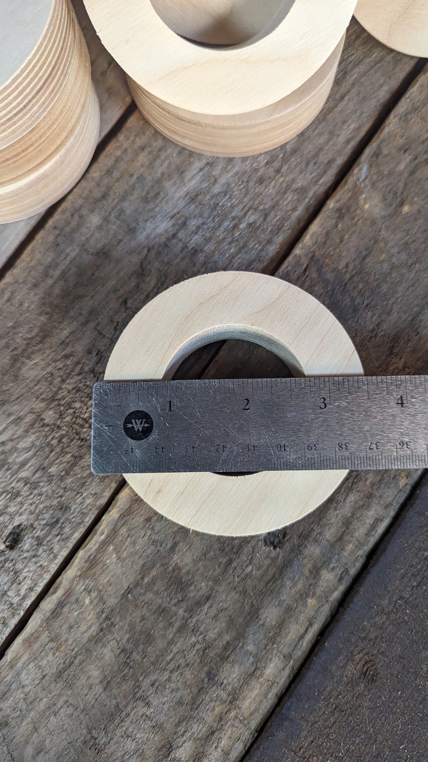3.5" Wood Donut, 2" center hole - BALTIC BIRCH - Wooden Circles, Unfinished Wooden Circles, Round Circles, Circular Wood Active, Ring Shape