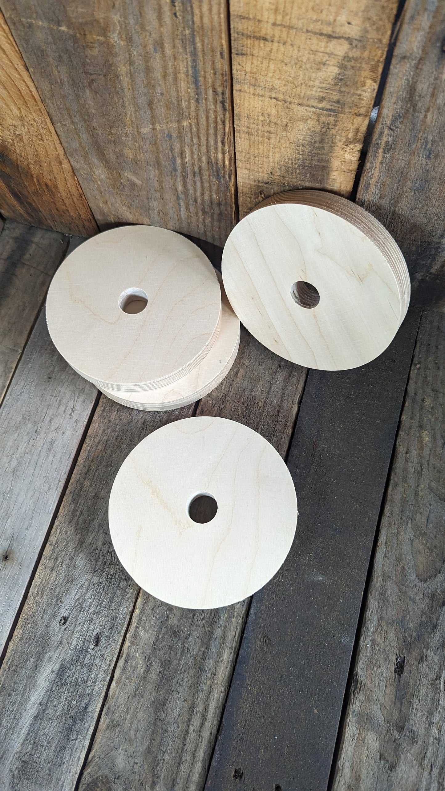 6" Baltic Birch Wood Donut, 1" Center Hole, Unfinished Crafting Circle