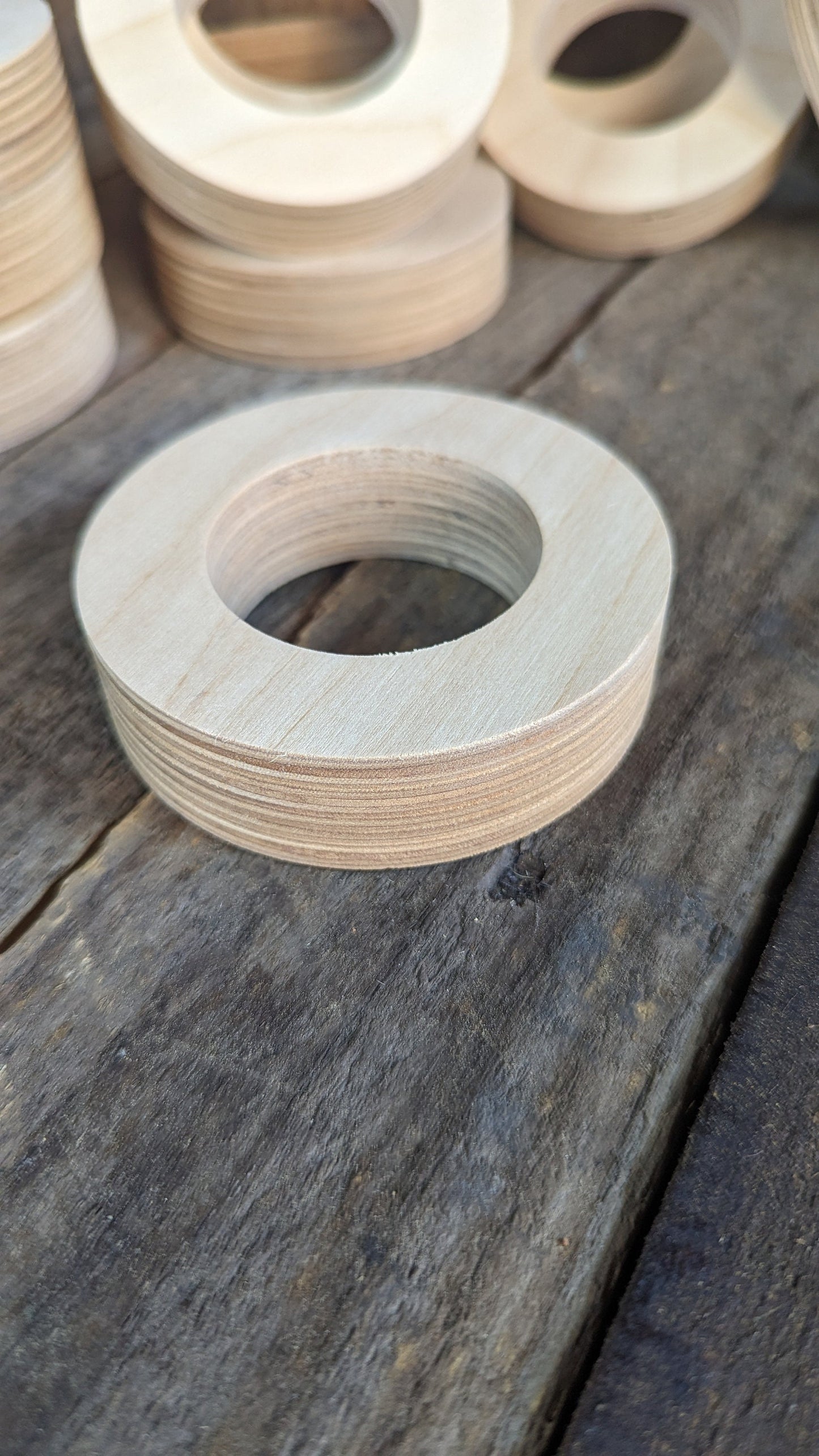 3.5&quot; Wood Donut, 2&quot; center hole - BALTIC BIRCH - Wooden Circles, Unfinished Wooden Circles, Round Circles, Circular Wood Active, Ring Shape