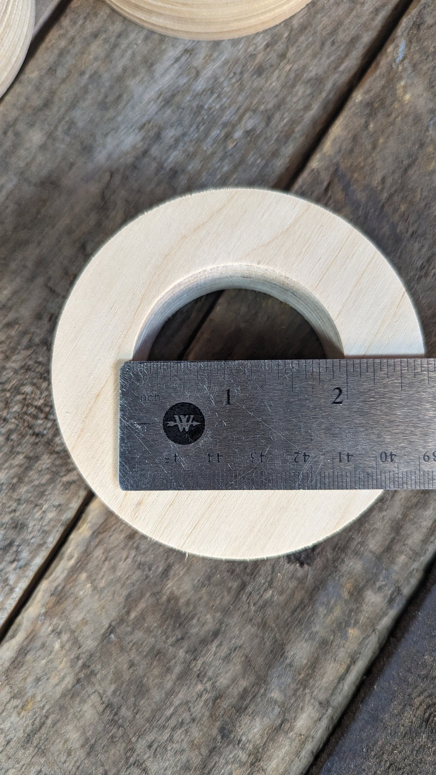 3.5&quot; Wood Donut, 2&quot; center hole - BALTIC BIRCH - Wooden Circles, Unfinished Wooden Circles, Round Circles, Circular Wood Active, Ring Shape