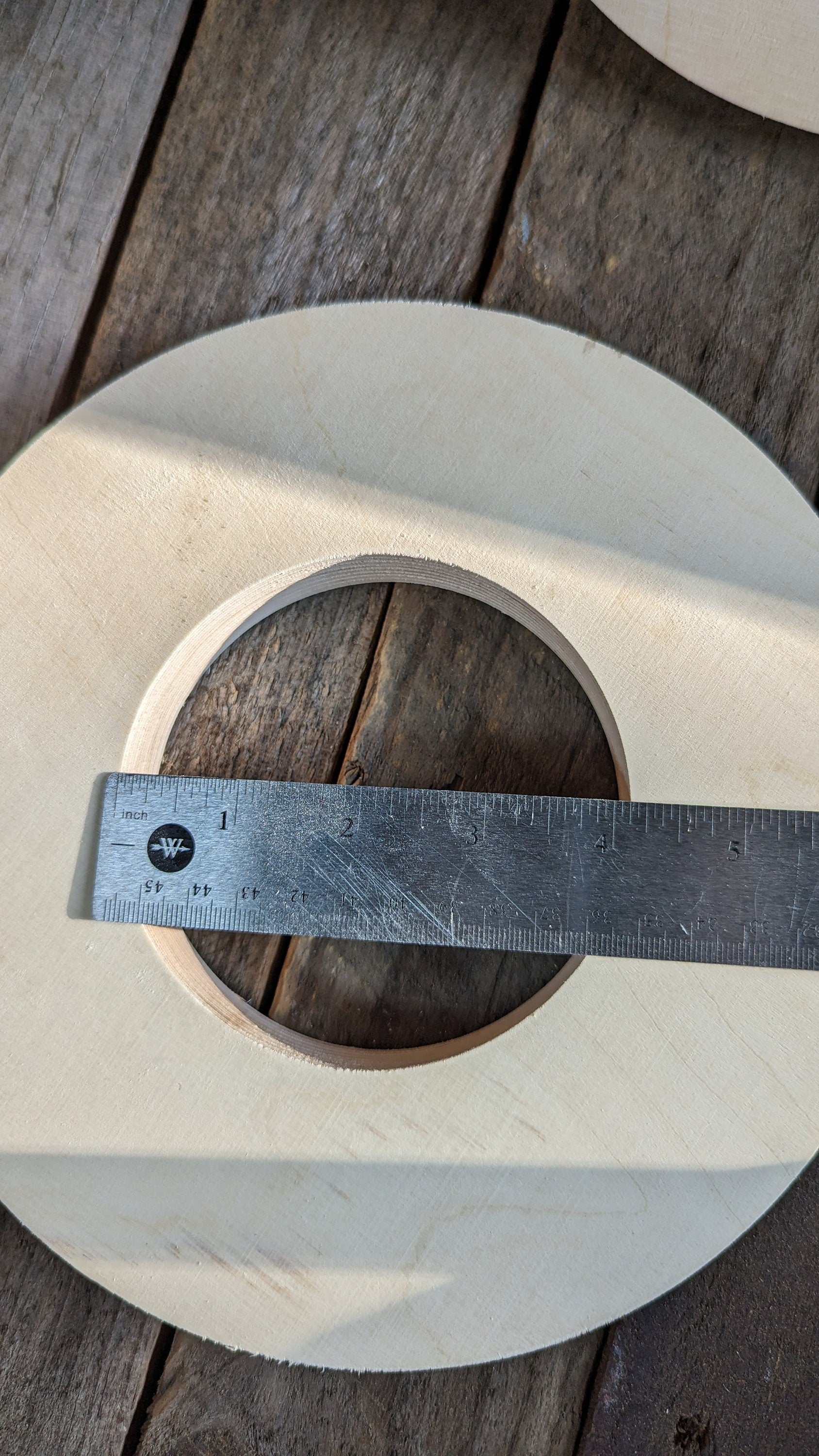8.5" Baltic Birch Wood Donut Ring, 4.125" Center Hole, Craft Circle