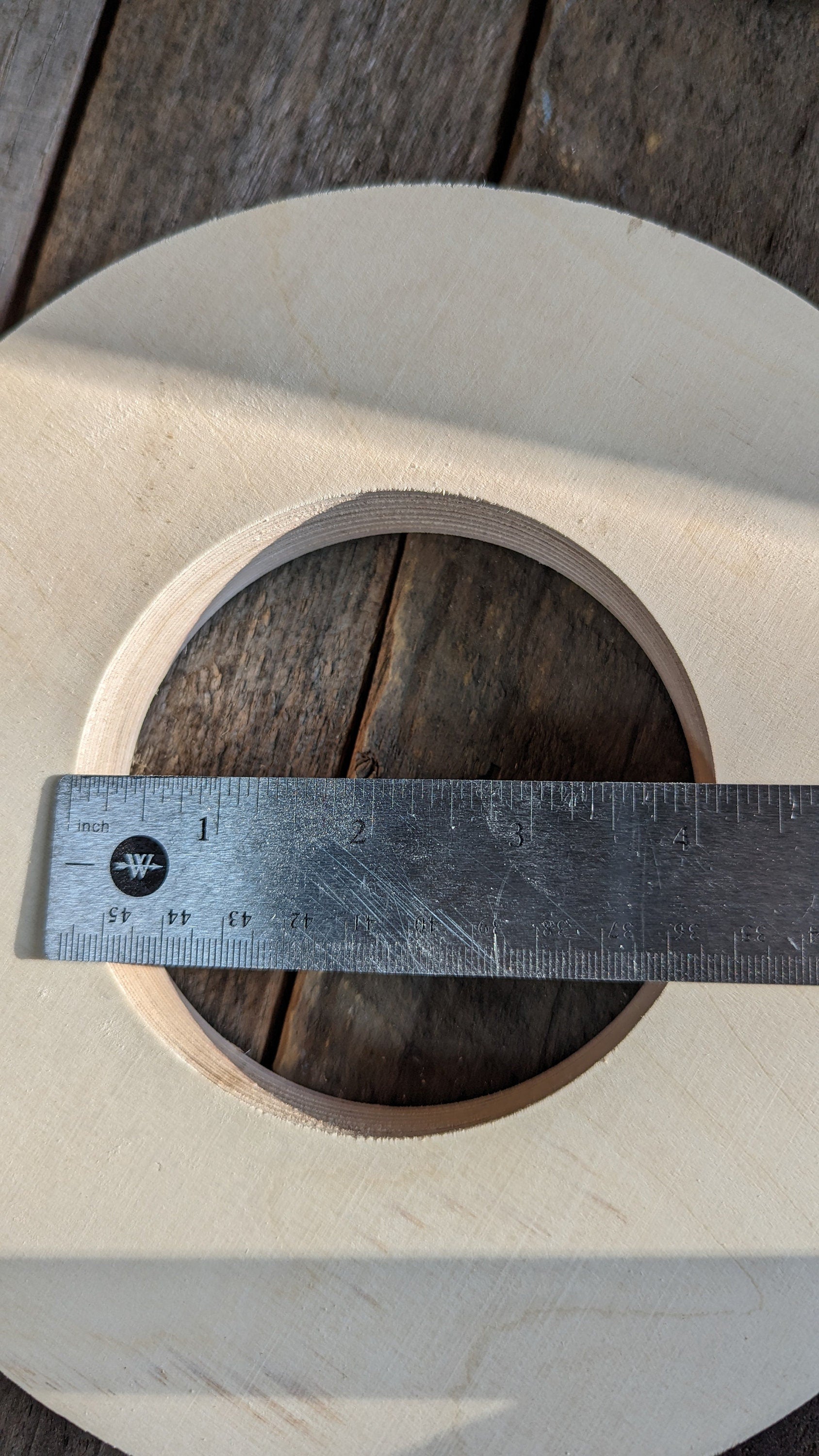 8.5" Baltic Birch Wood Donut Ring, 4.125" Center Hole, Craft Circle