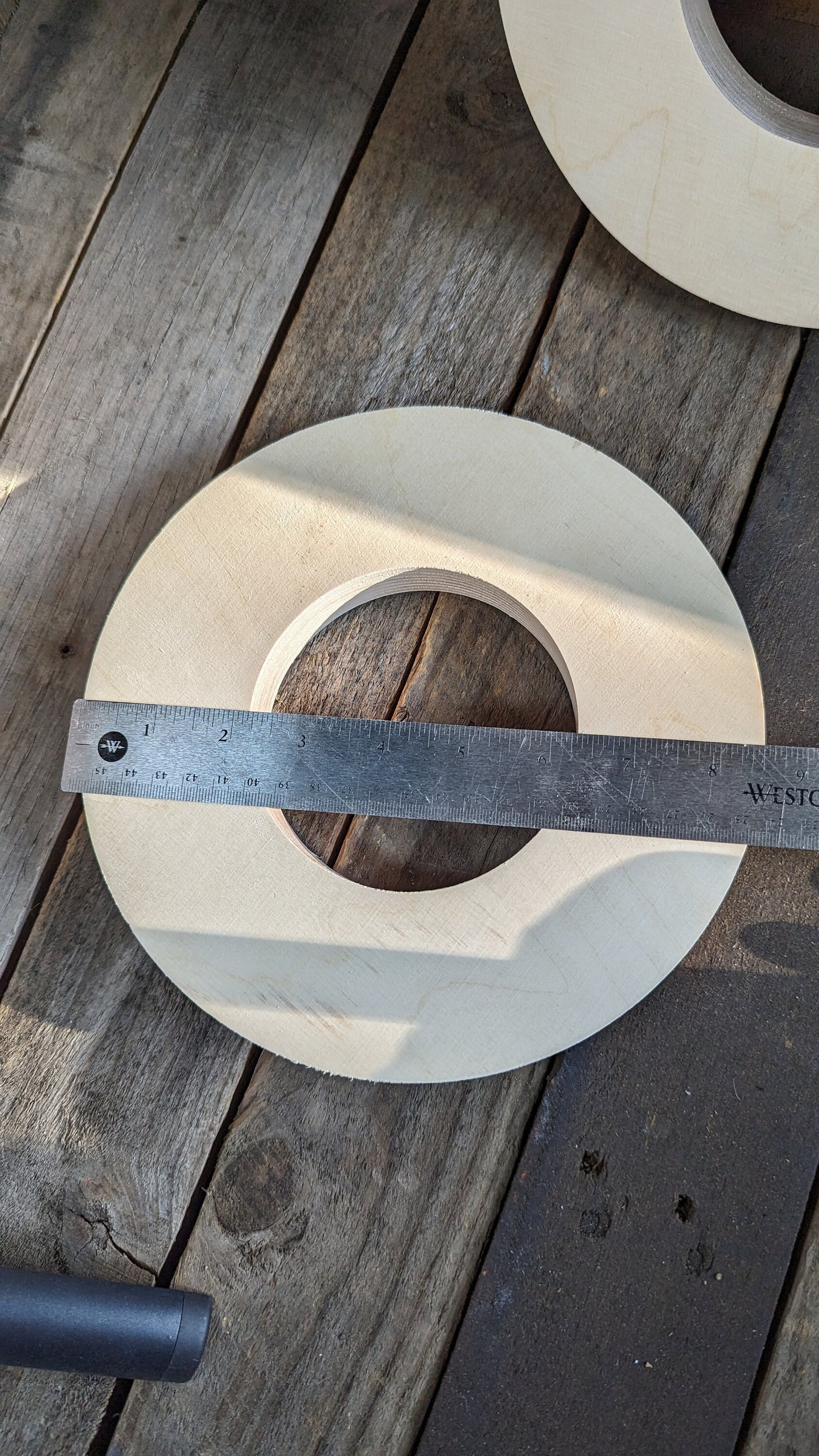 8.5" Baltic Birch Wood Donut Ring, 4.125" Center Hole, Craft Circle