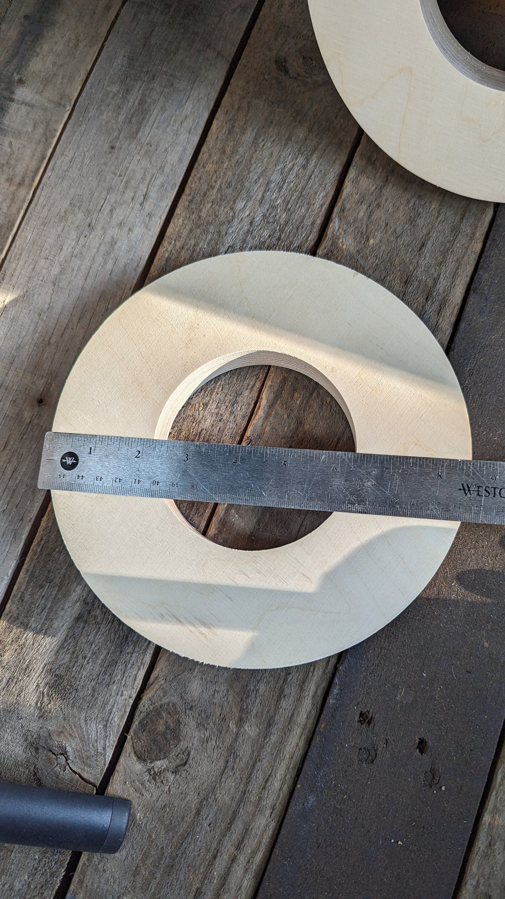 8.5" Baltic Birch Wood Donut Ring, 4.125" Center Hole, Craft Circle