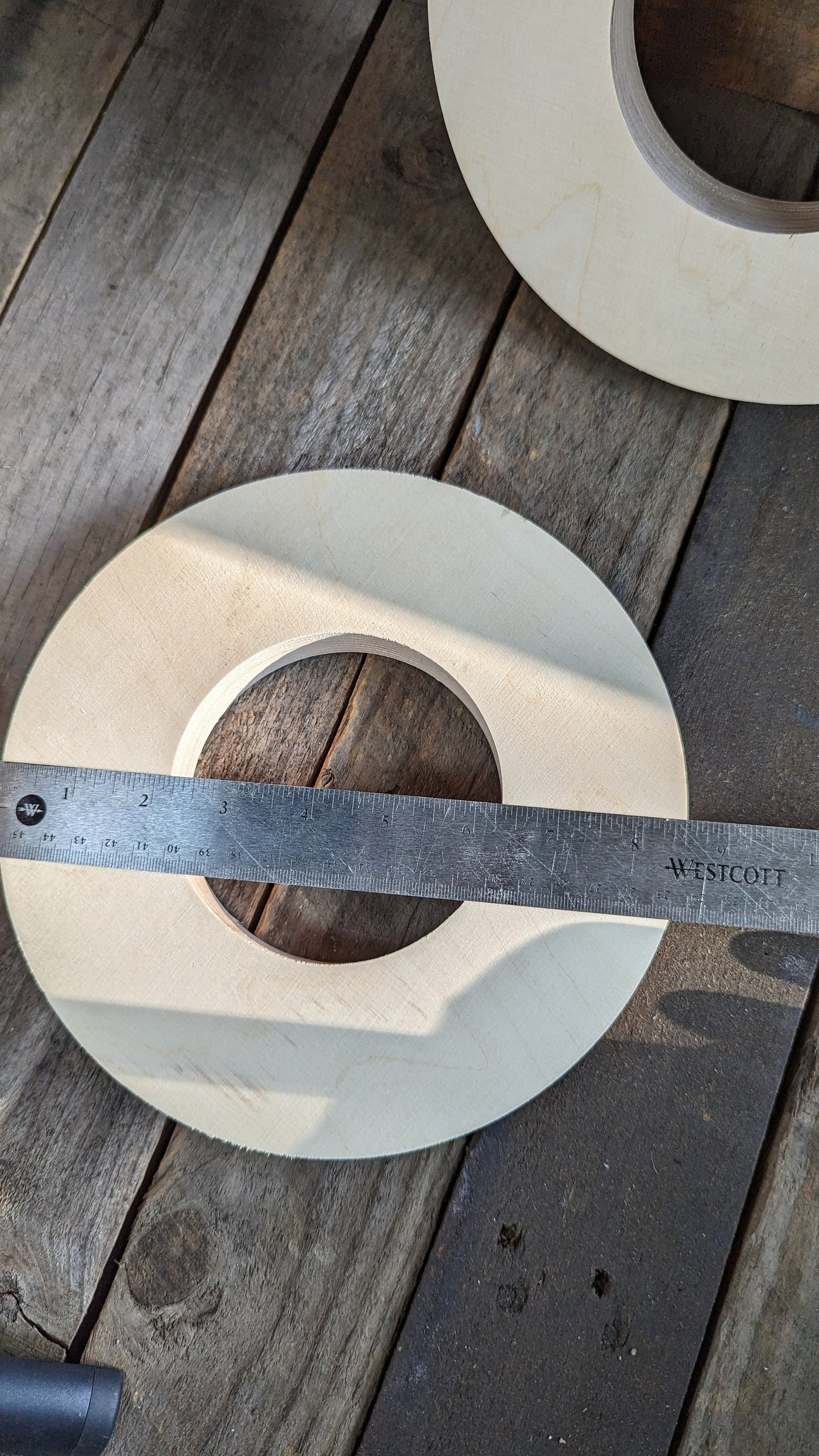 8.5" Baltic Birch Wood Donut Ring, 4.125" Center Hole, Craft Circle