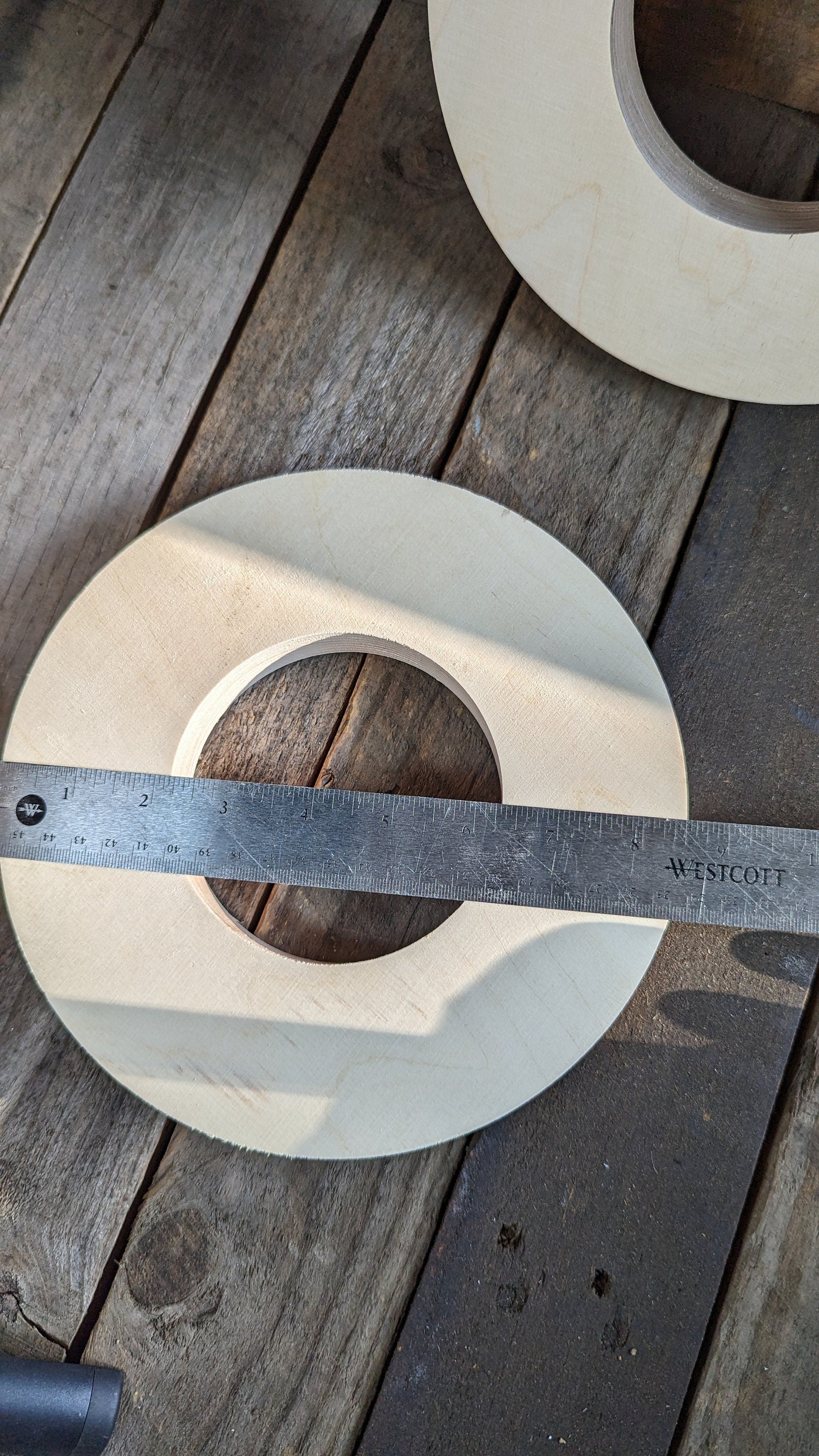 8.5" Baltic Birch Wood Donut Ring, 4.125" Center Hole, Craft Circle