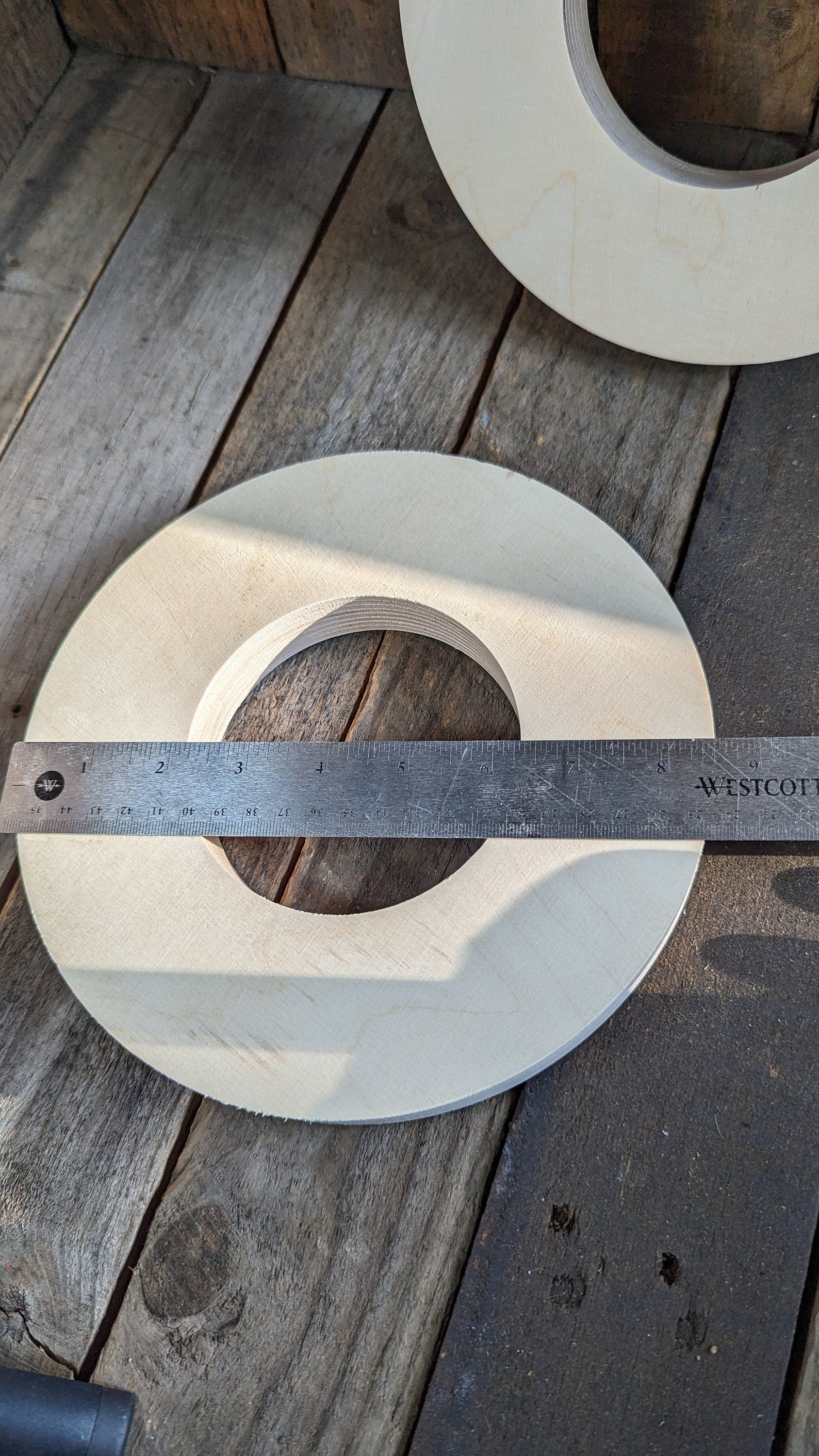 8.5" Baltic Birch Wood Donut Ring, 4.125" Center Hole, Craft Circle