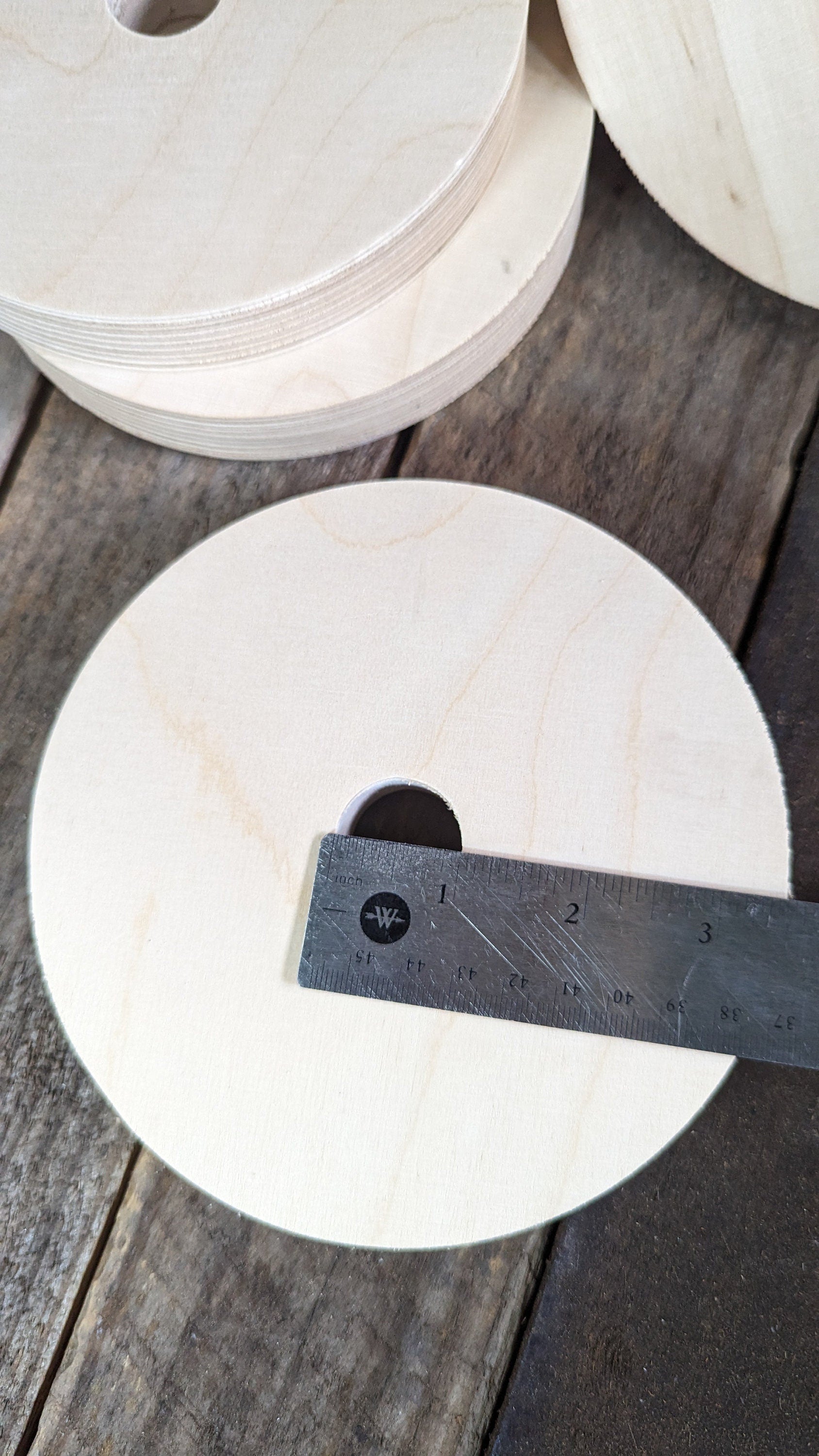6" Baltic Birch Wood Donut, 1" Center Hole, Unfinished Crafting Circle