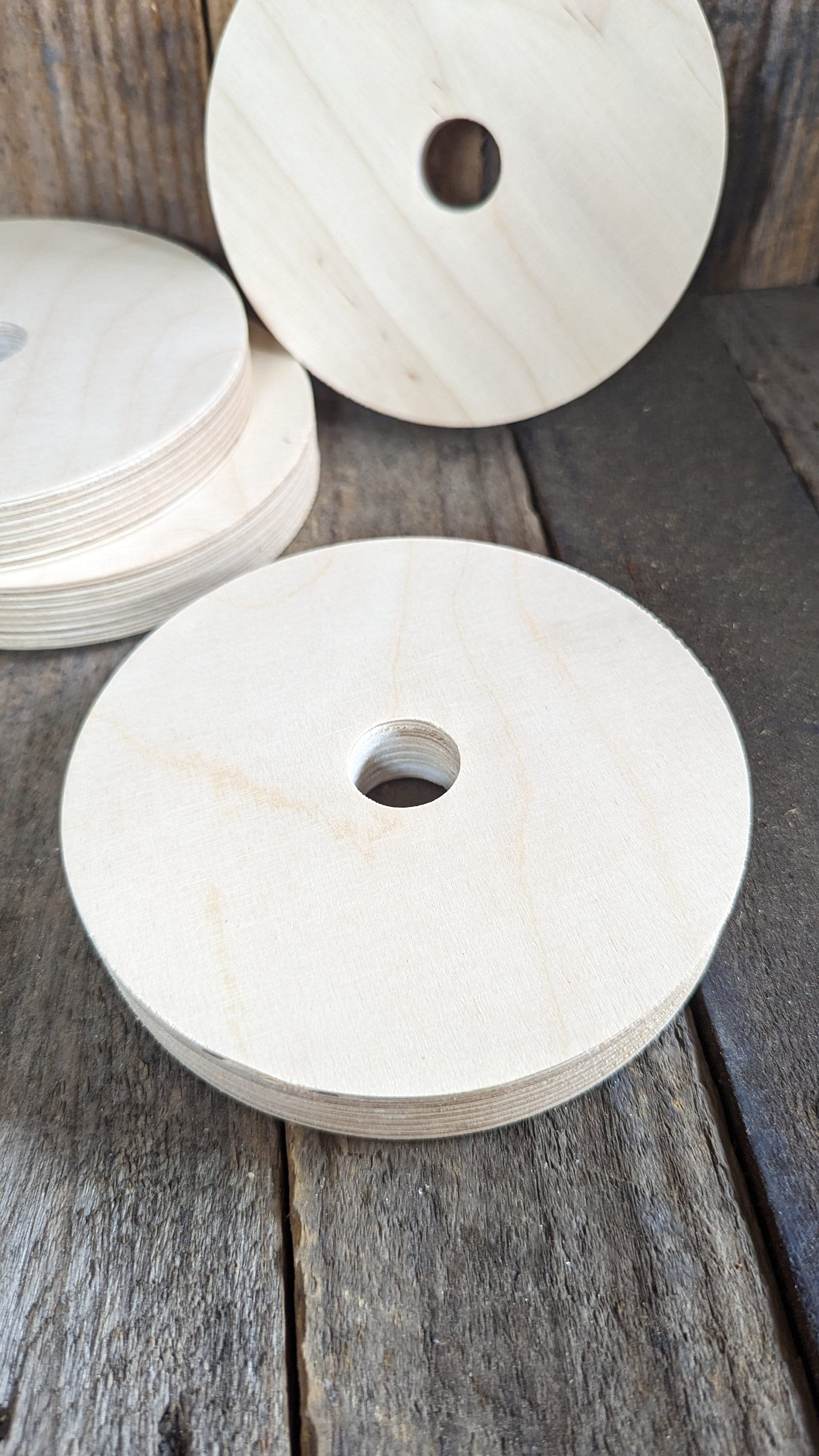 6" Baltic Birch Wood Donut, 1" Center Hole, Unfinished Crafting Circle