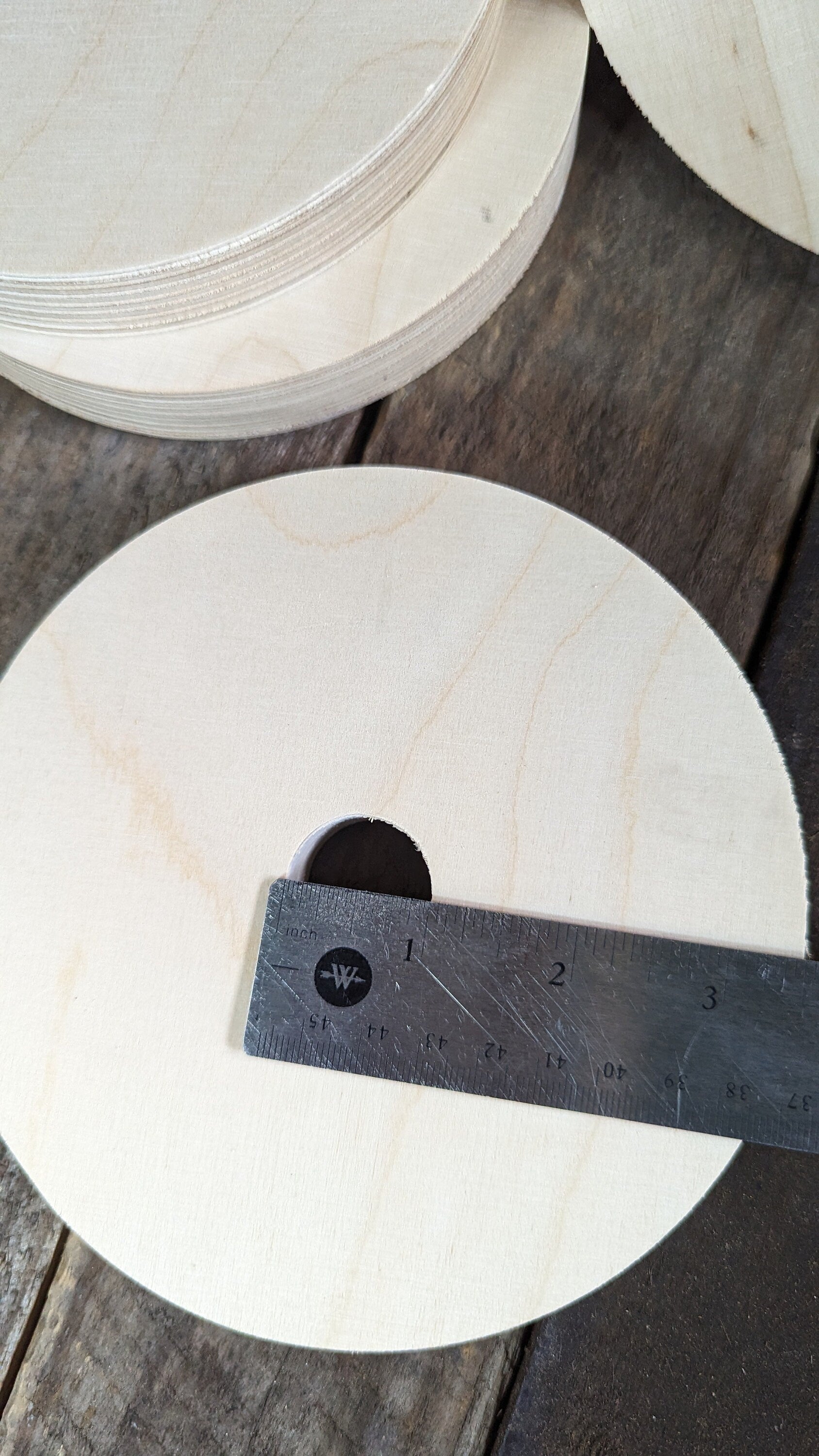 6" Baltic Birch Wood Donut, 1" Center Hole, Unfinished Crafting Circle