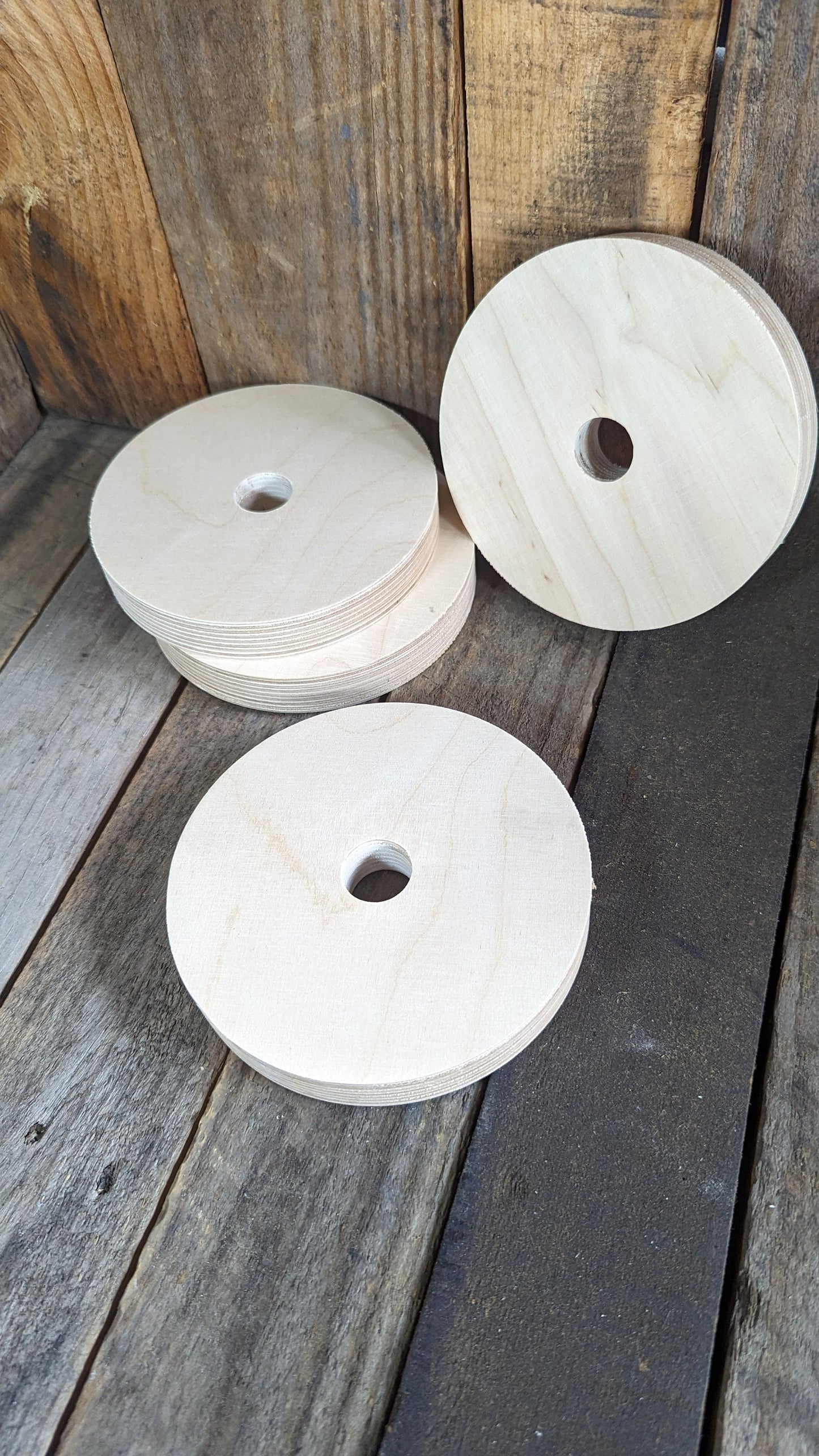 6" Baltic Birch Wood Donut, 1" Center Hole, Unfinished Crafting Circle