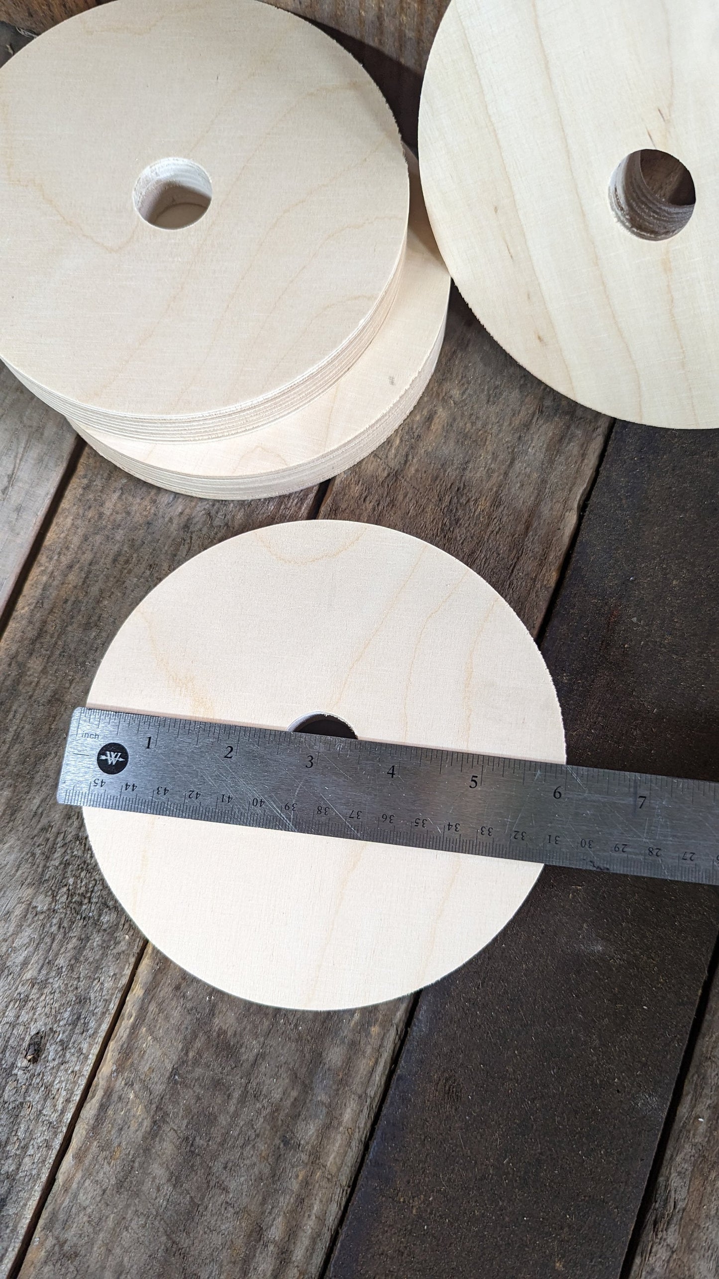 6" Baltic Birch Wood Donut, 1" Center Hole, Unfinished Crafting Circle