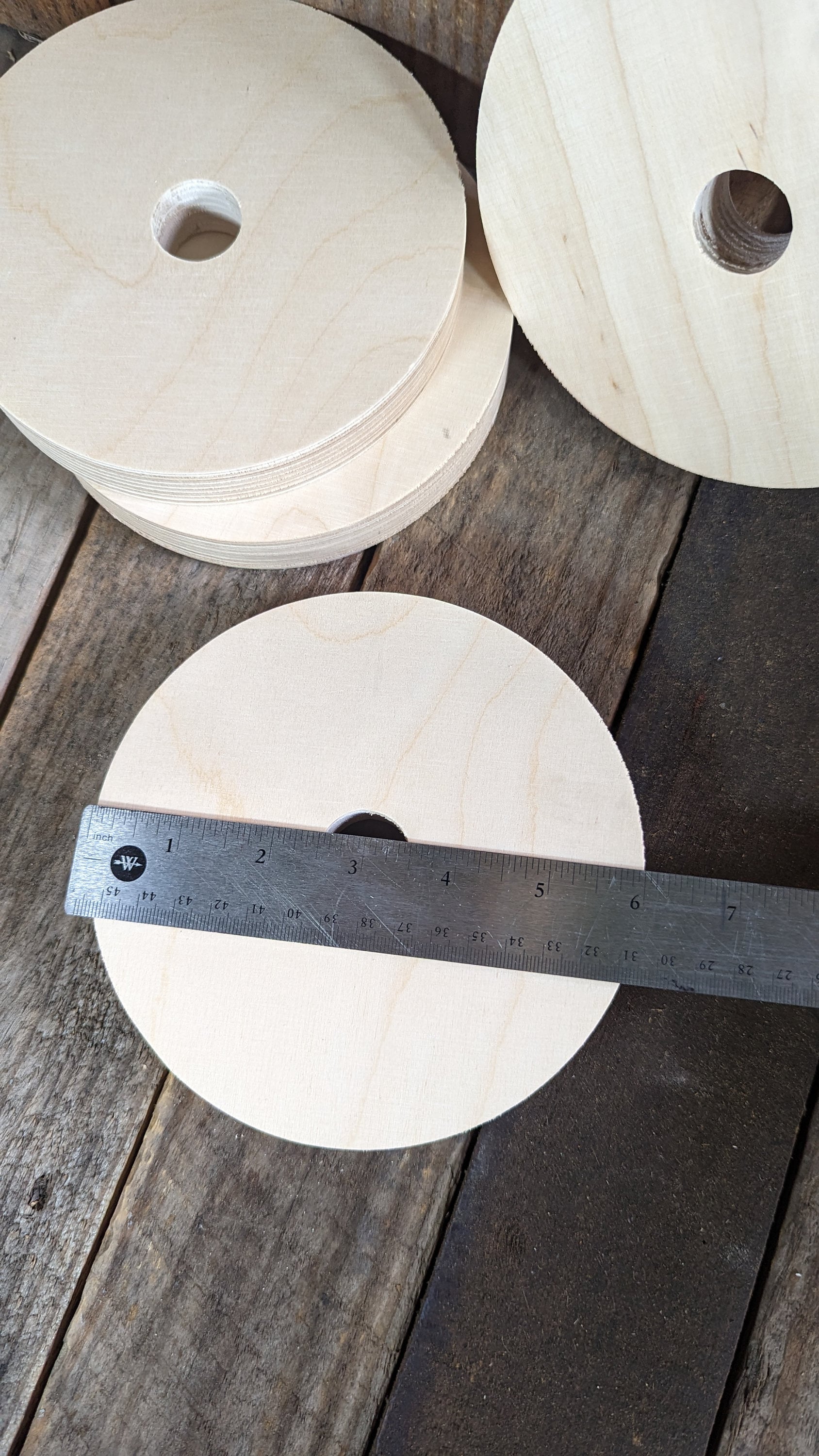6" Baltic Birch Wood Donut, 1" Center Hole, Unfinished Crafting Circle