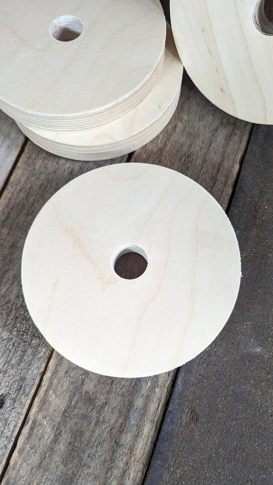 6" Baltic Birch Wood Donut, 1" Center Hole, Unfinished Crafting Circle