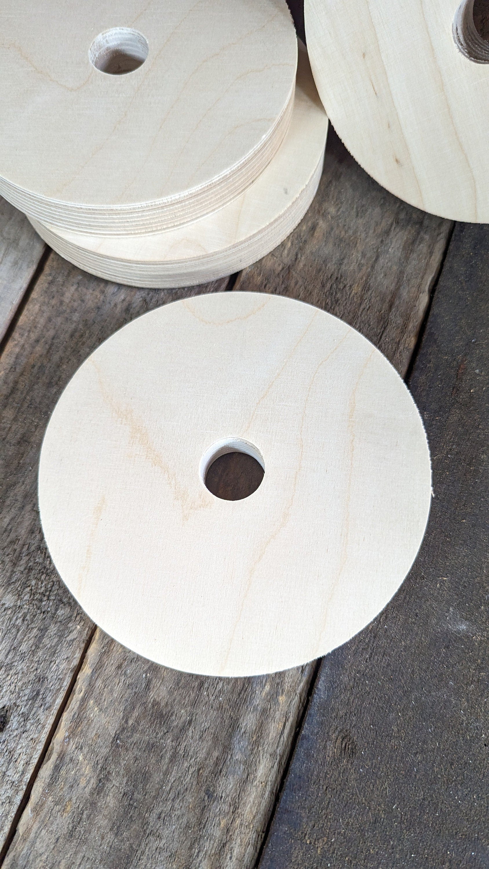 6" Wood Donut with 1" hole, BALTIC BIRCH - Wooden Circles, Unfinished Wooden Circles, Round Circles, Ring Shape, DIY Crafting Supplies