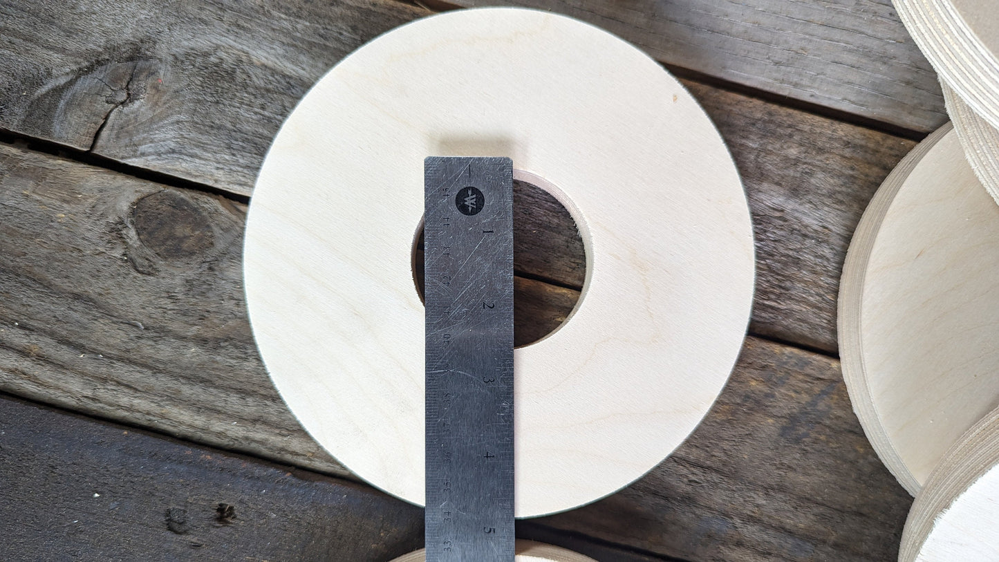 7" Wood Circle Ring with 2.5" center hole, BALTIC BIRCH Wooden Circles, Unfinished Wooden Circles, Round Circles, Circular Wood