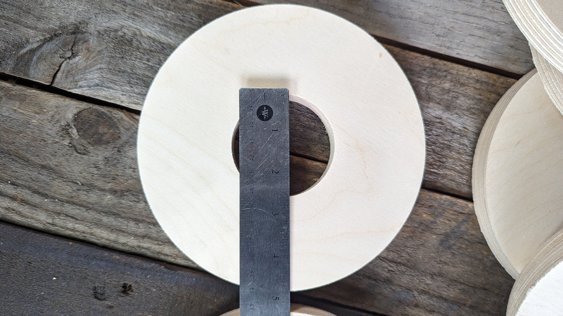 7" Wood Circle Ring with 2.5" center hole, BALTIC BIRCH Wooden Circles, Unfinished Wooden Circles, Round Circles, Circular Wood