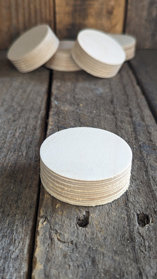 2.125" (2 1/8") Wood Circle Disc Plaques, BALTIC BIRCH - Wooden Circles, Blank Circles, Unfinished Wooden Circles, DIY Crafting Supplies