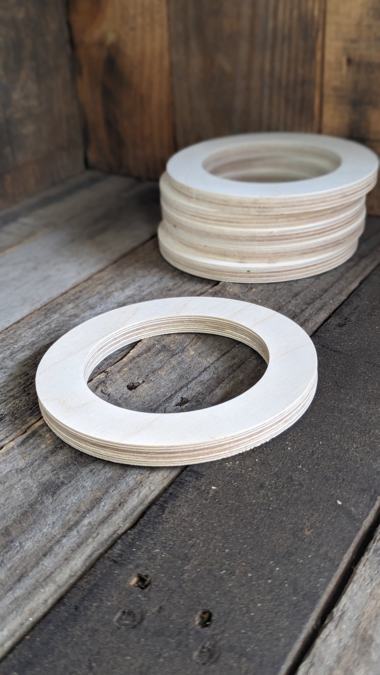6" Baltic Birch Wood Donut, 4" Center Hole, DIY Craft Supplies