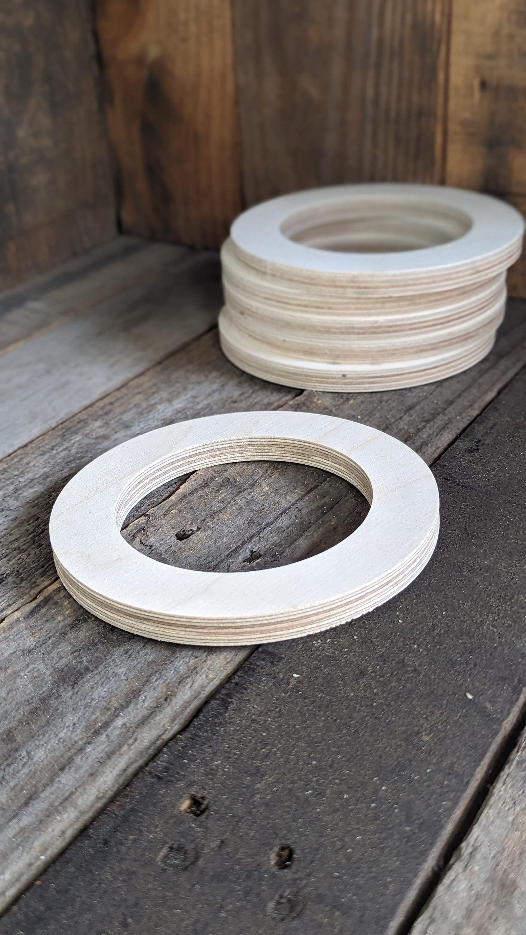 6" Baltic Birch Wood Donut, 4" Center Hole, DIY Craft Supplies