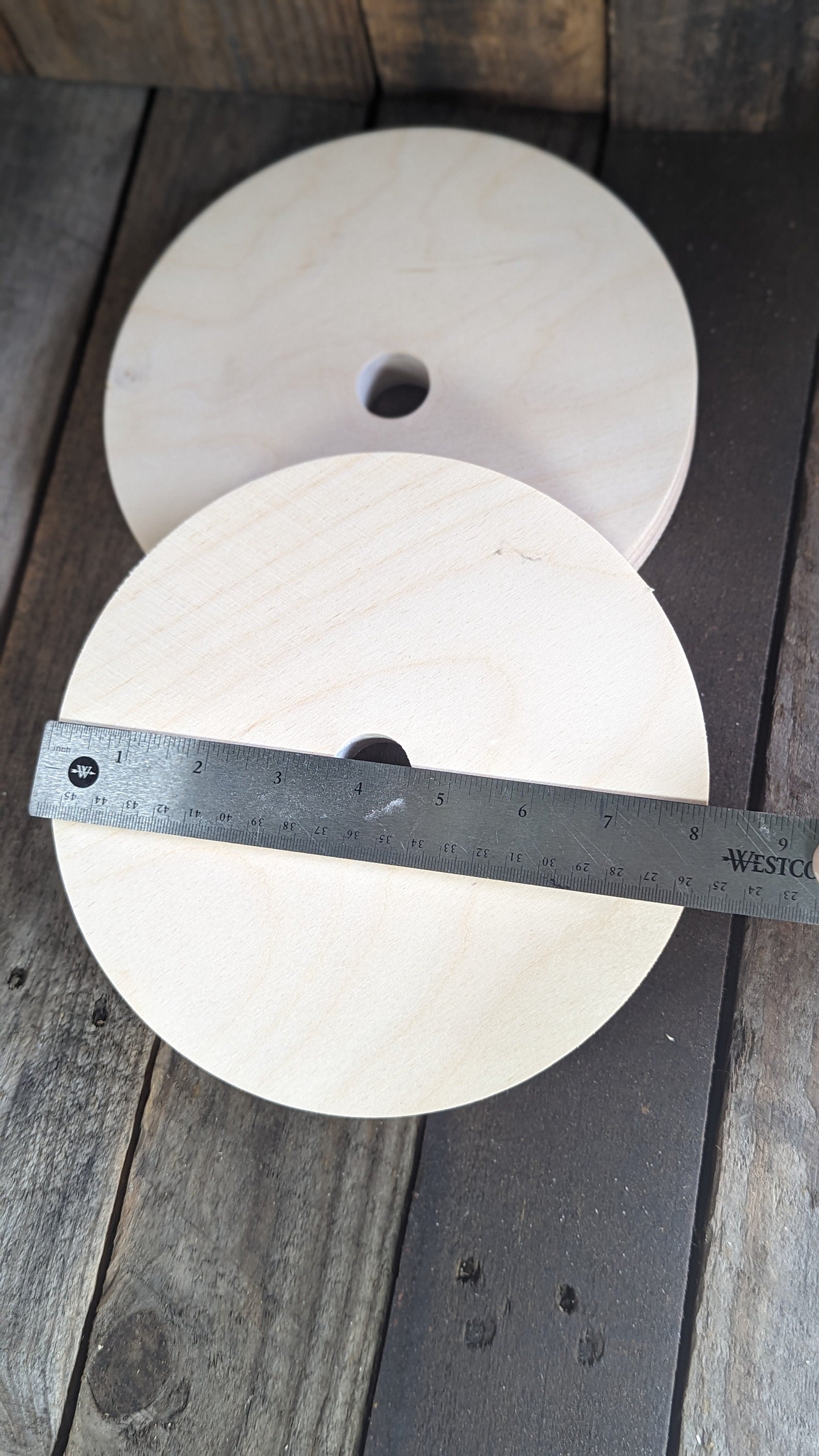 8" Baltic Birch Wood Donut Ring, 1" Center Hole, Craft Supply