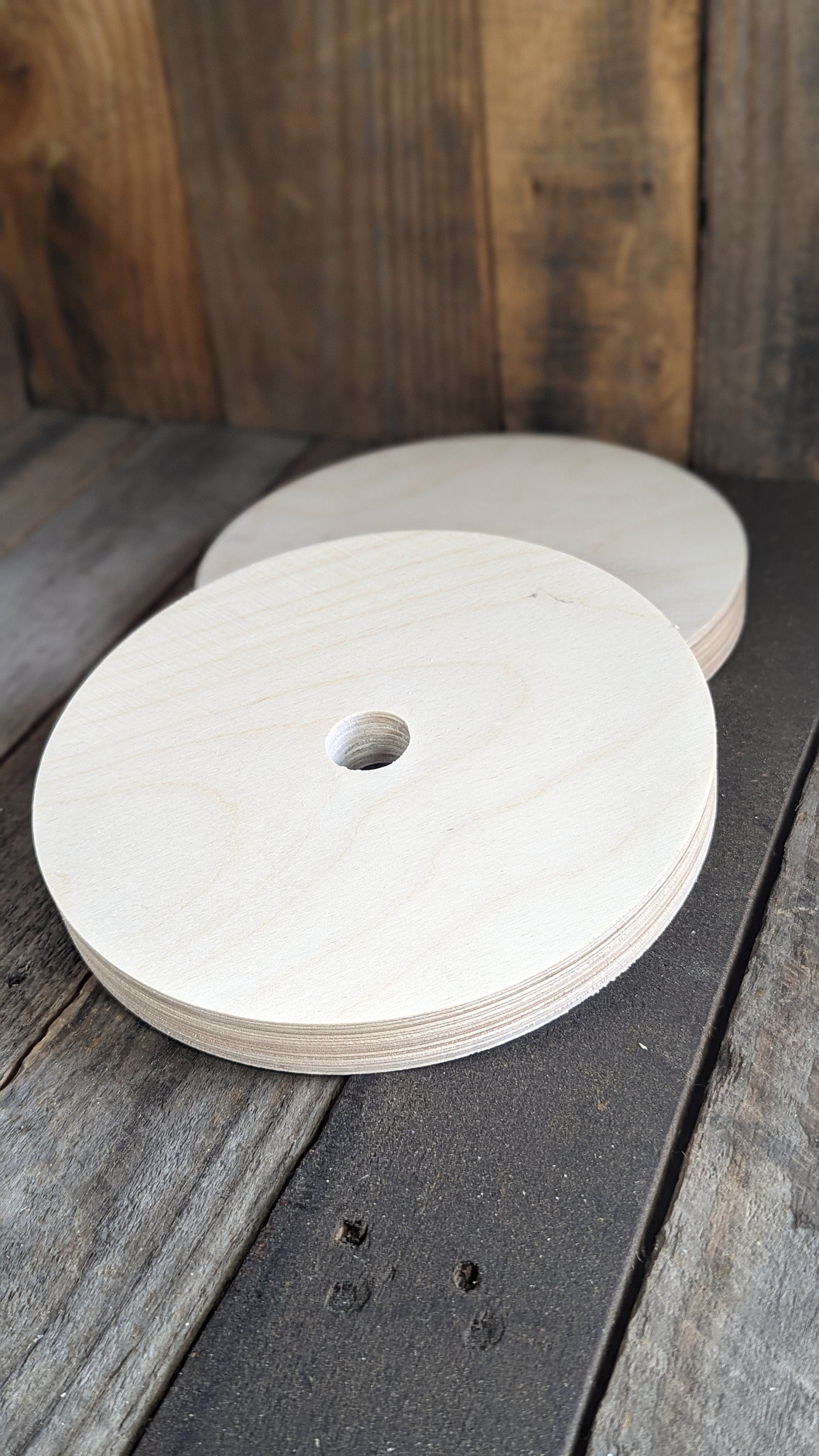 8" Baltic Birch Wood Donut Ring, 1" Center Hole, Craft Supply