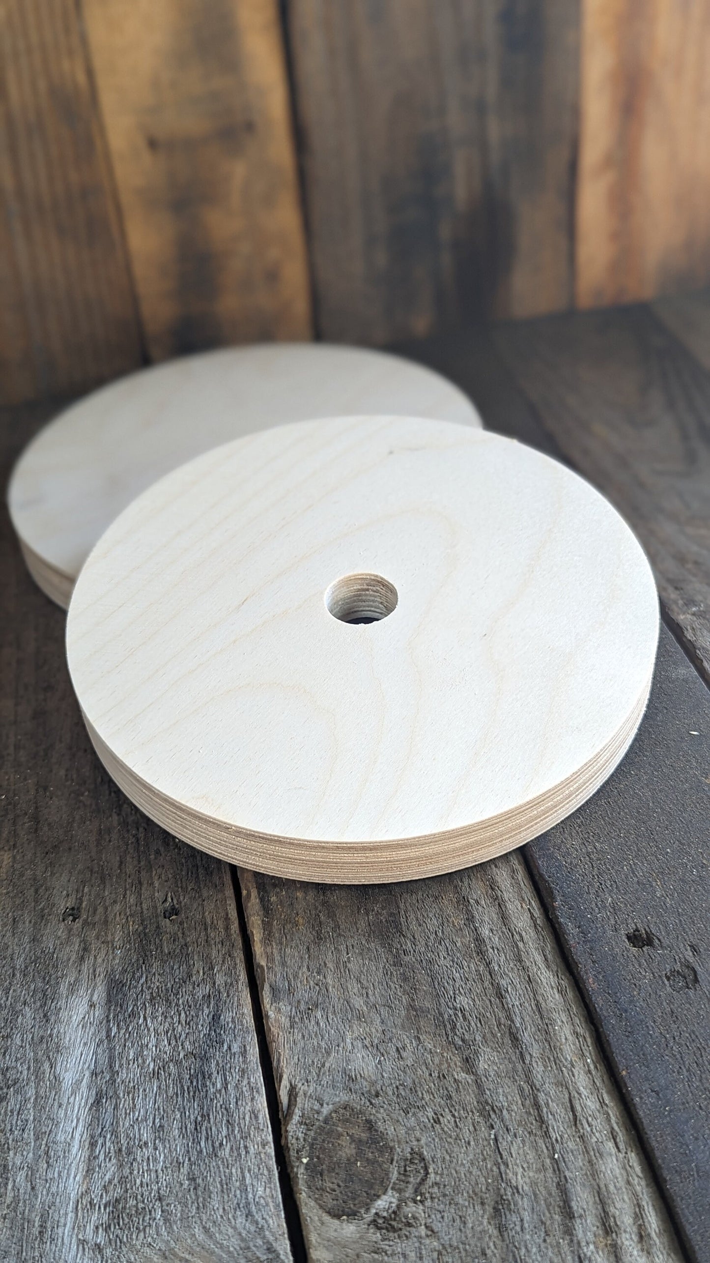 8" Baltic Birch Wood Donut Ring, 1" Center Hole, Craft Supply