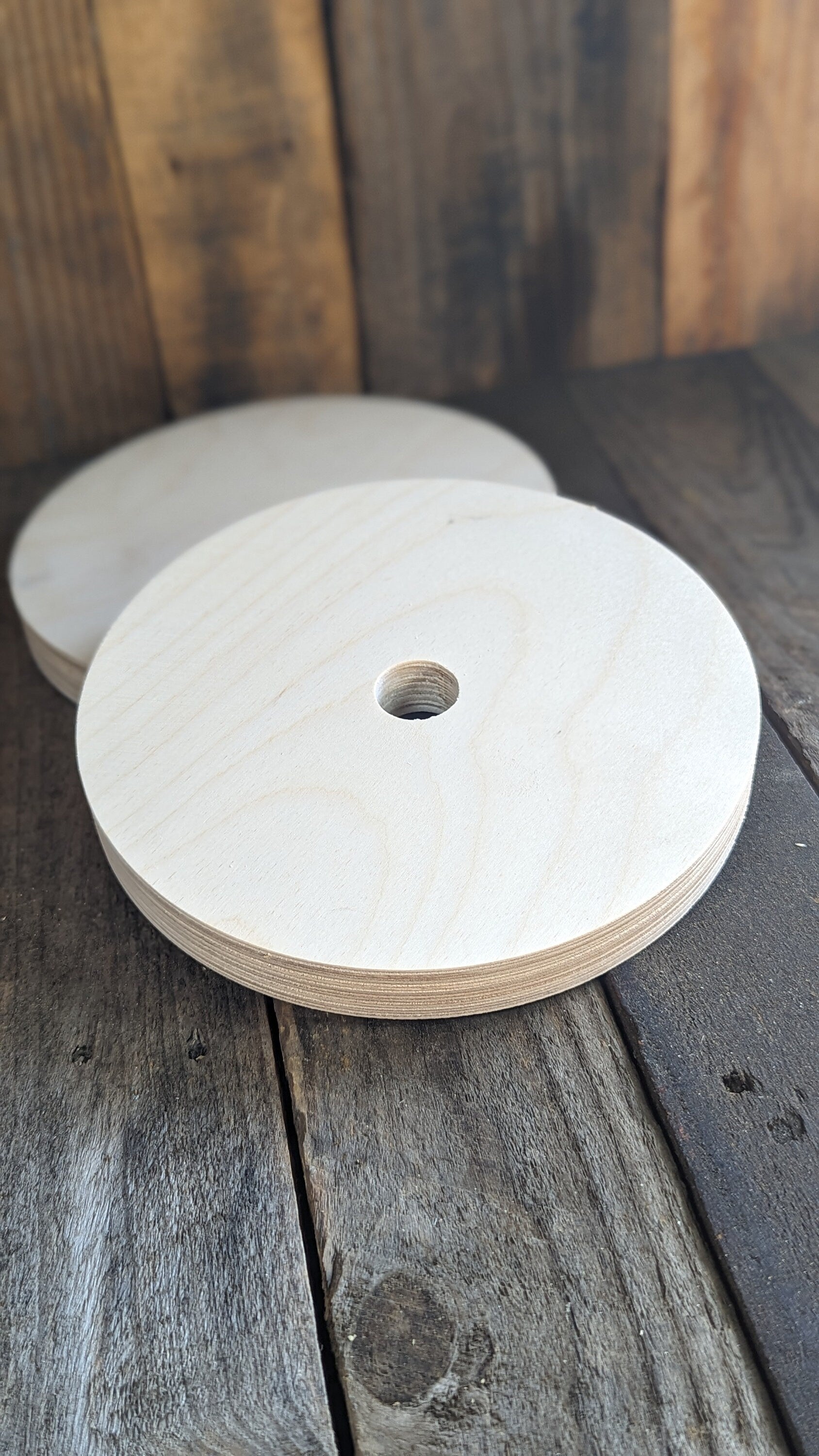 8" Baltic Birch Wood Donut Ring, 1" Center Hole, Craft Supply