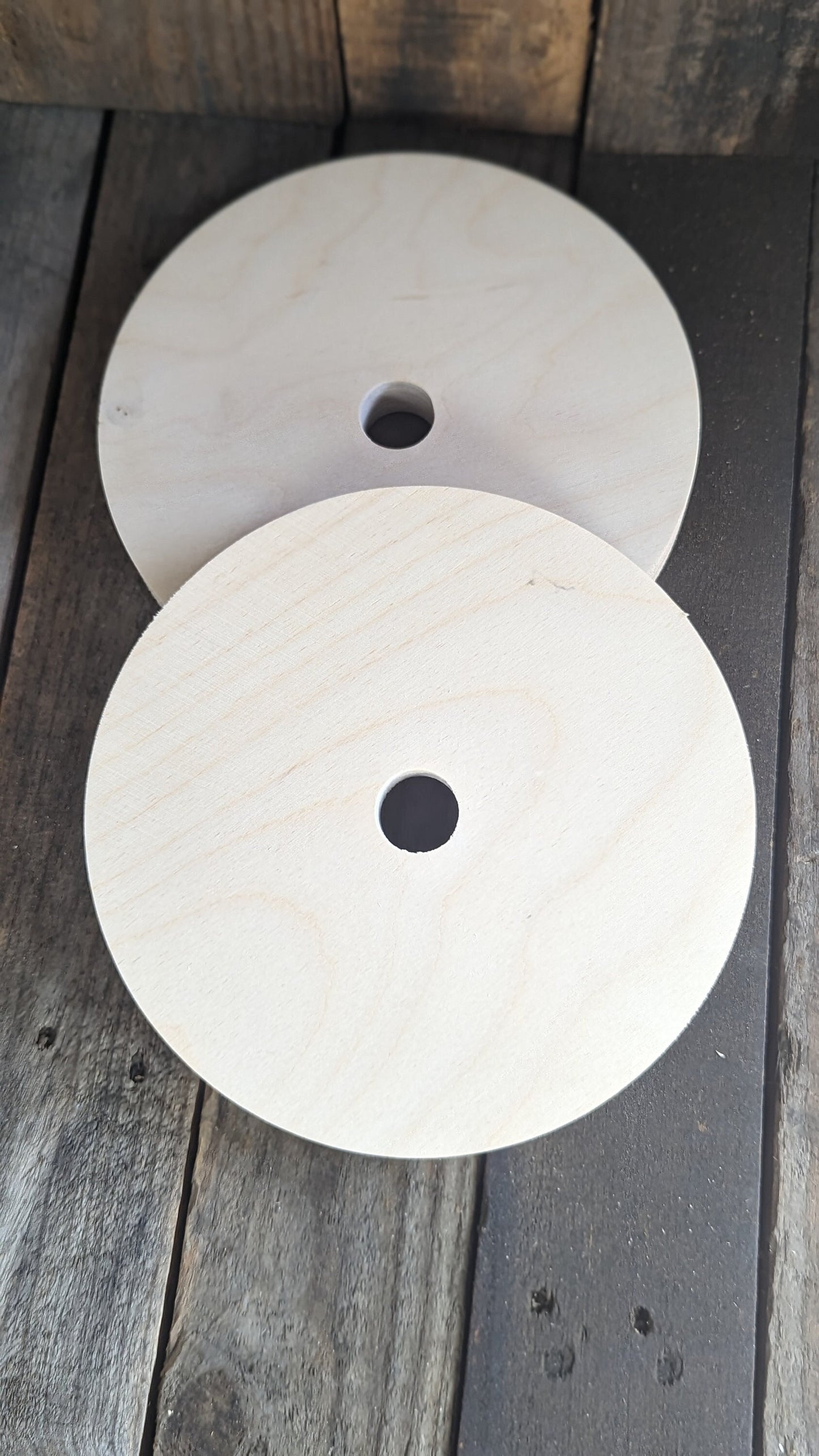 8" Baltic Birch Wood Donut Ring, 1" Center Hole, Craft Supply