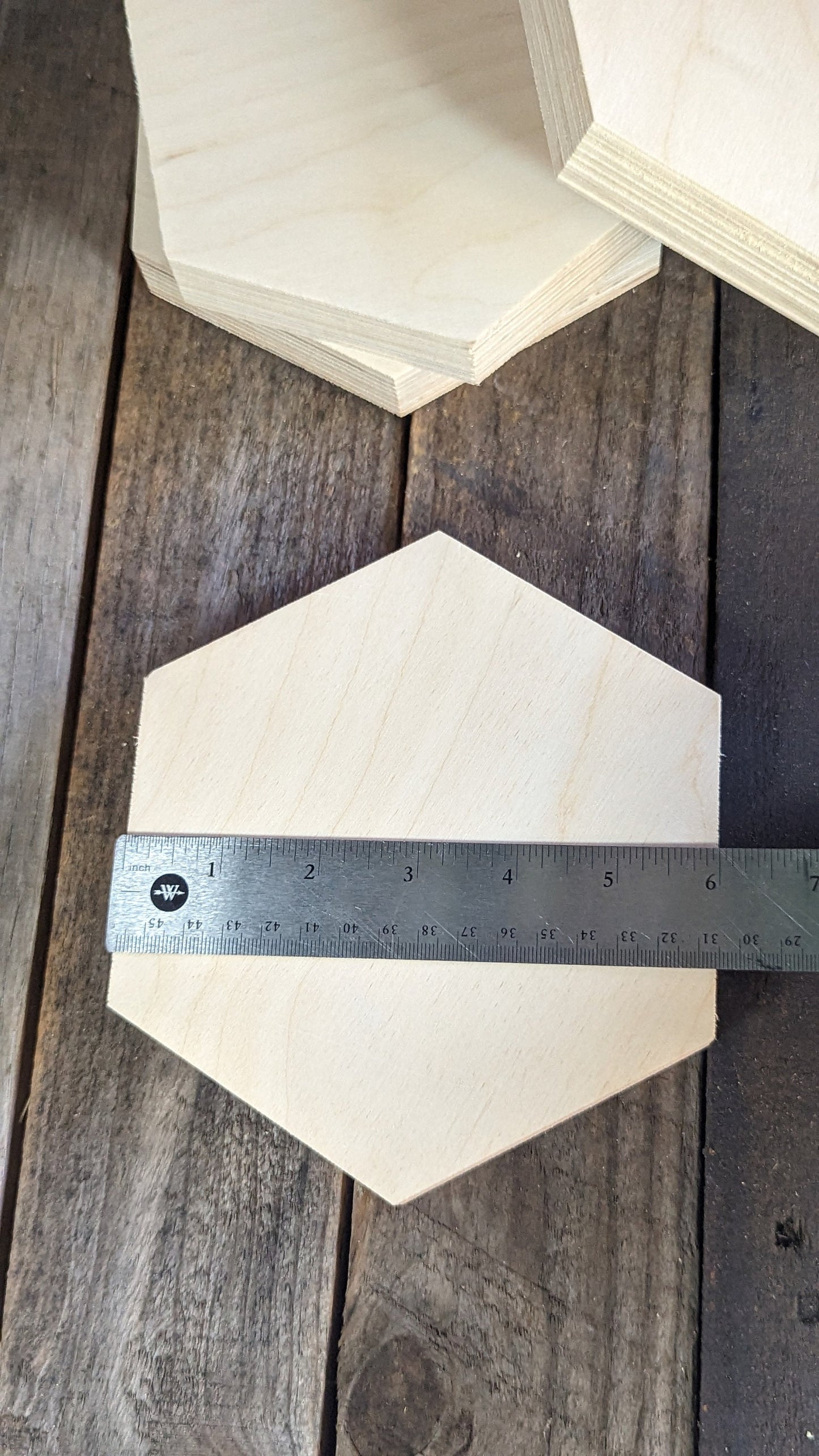 6" Baltic Birch Wood Hexagon Plaque, Unfinished Wooden Shape