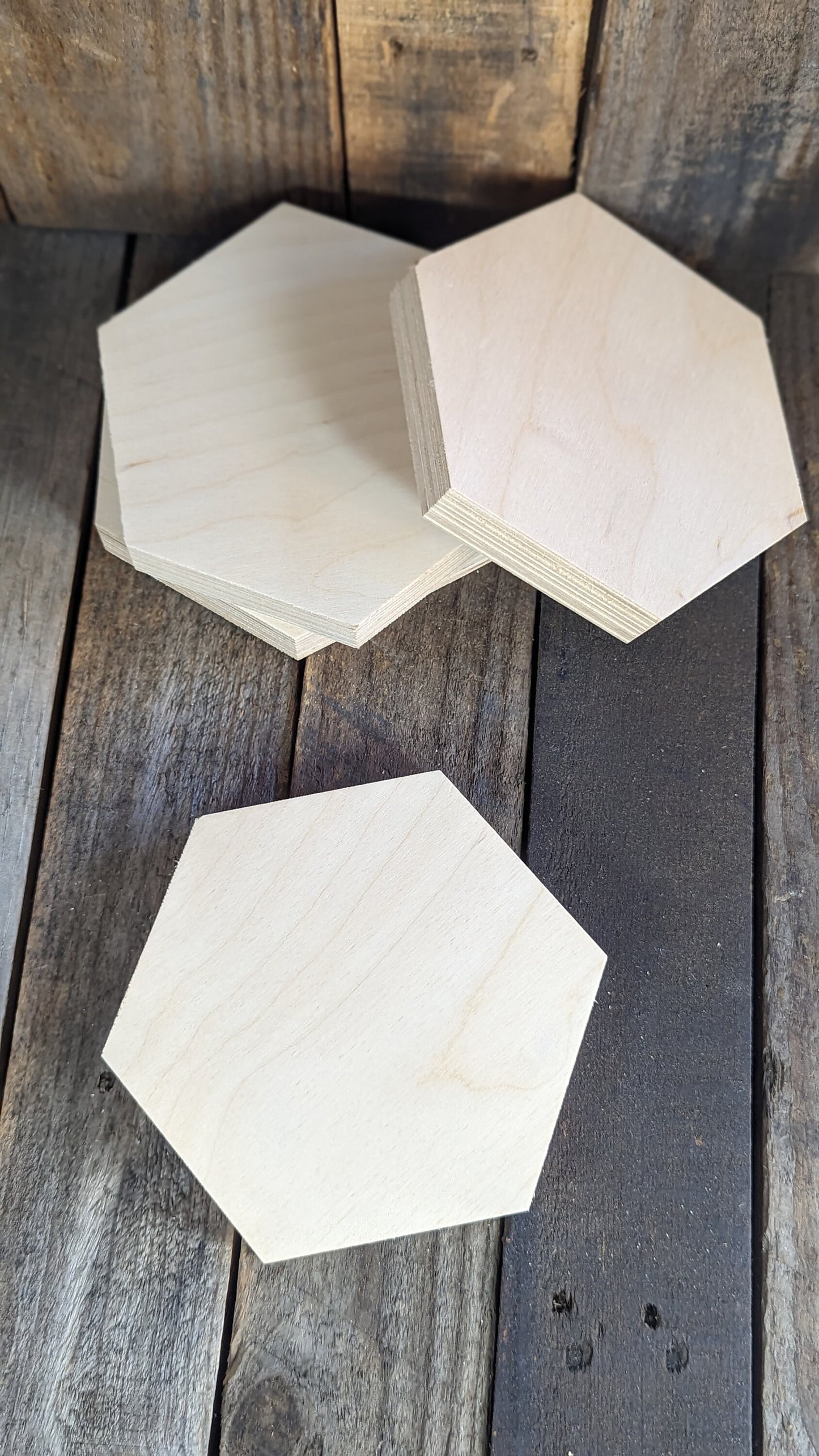 6" Wood Hexagon Plaques, BALTIC BIRCH Wooden Six Sided Shape, Blank Hexagon, Unfinished Wooden Hexagon, Hexagon Wood