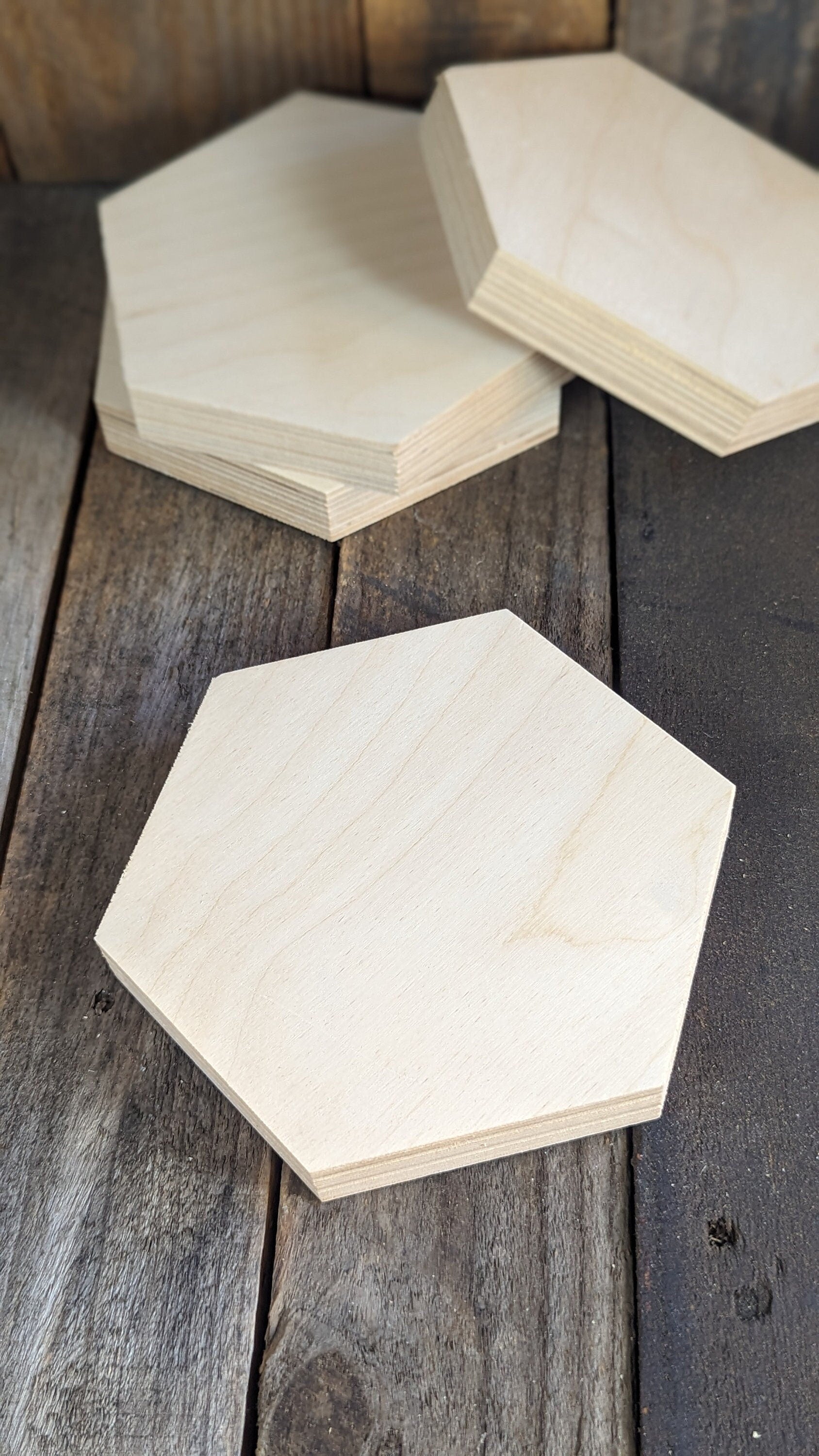 12" Baltic Birch Wood Hexagon Plaque, Unfinished Wooden Shape