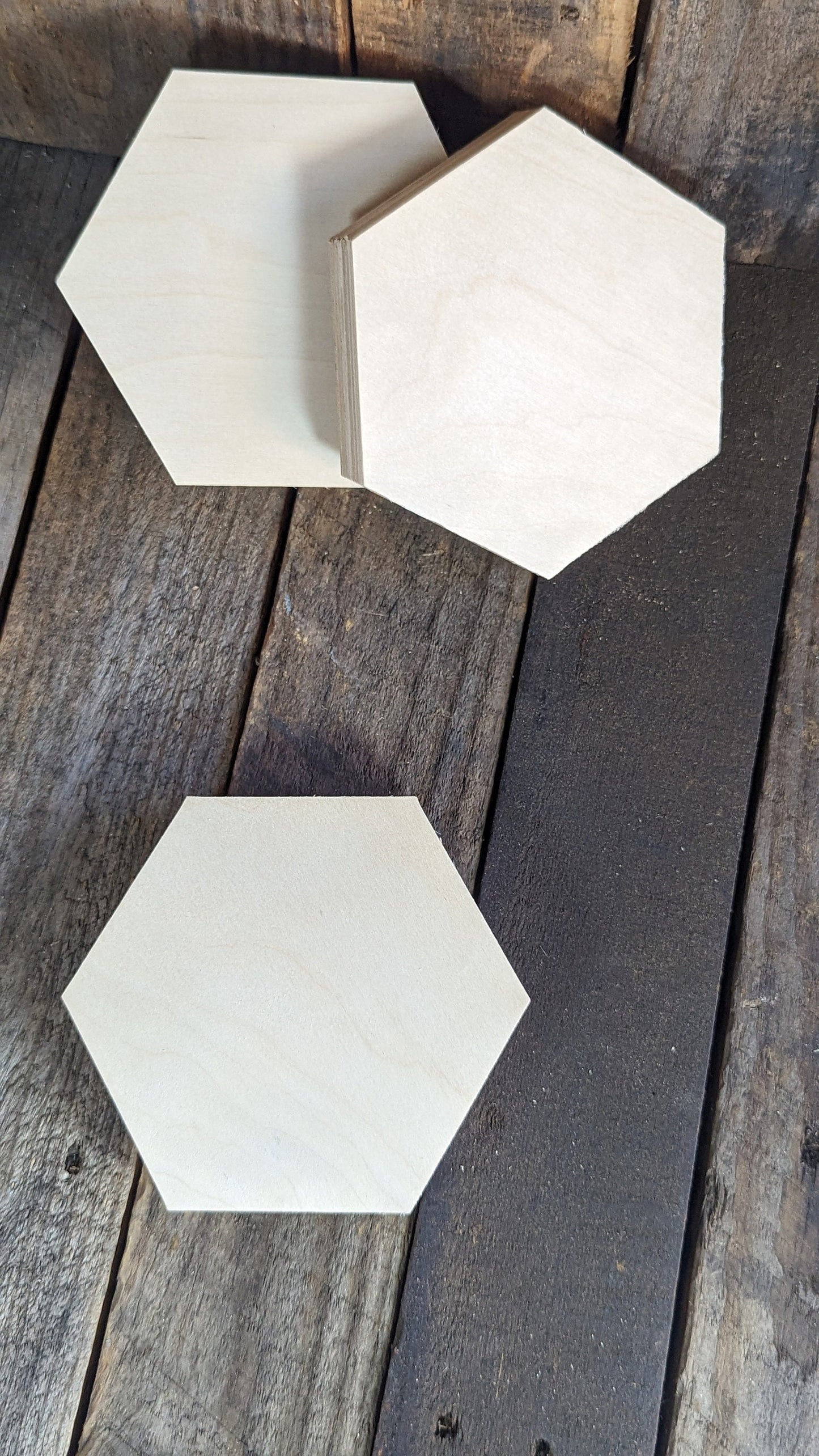 5" Wood Hexagon Plaques, BALTIC BIRCH Wooden Six Sided Shape, Blank Hexagon, Unfinished Wooden Hexagon, Hexagon Wood