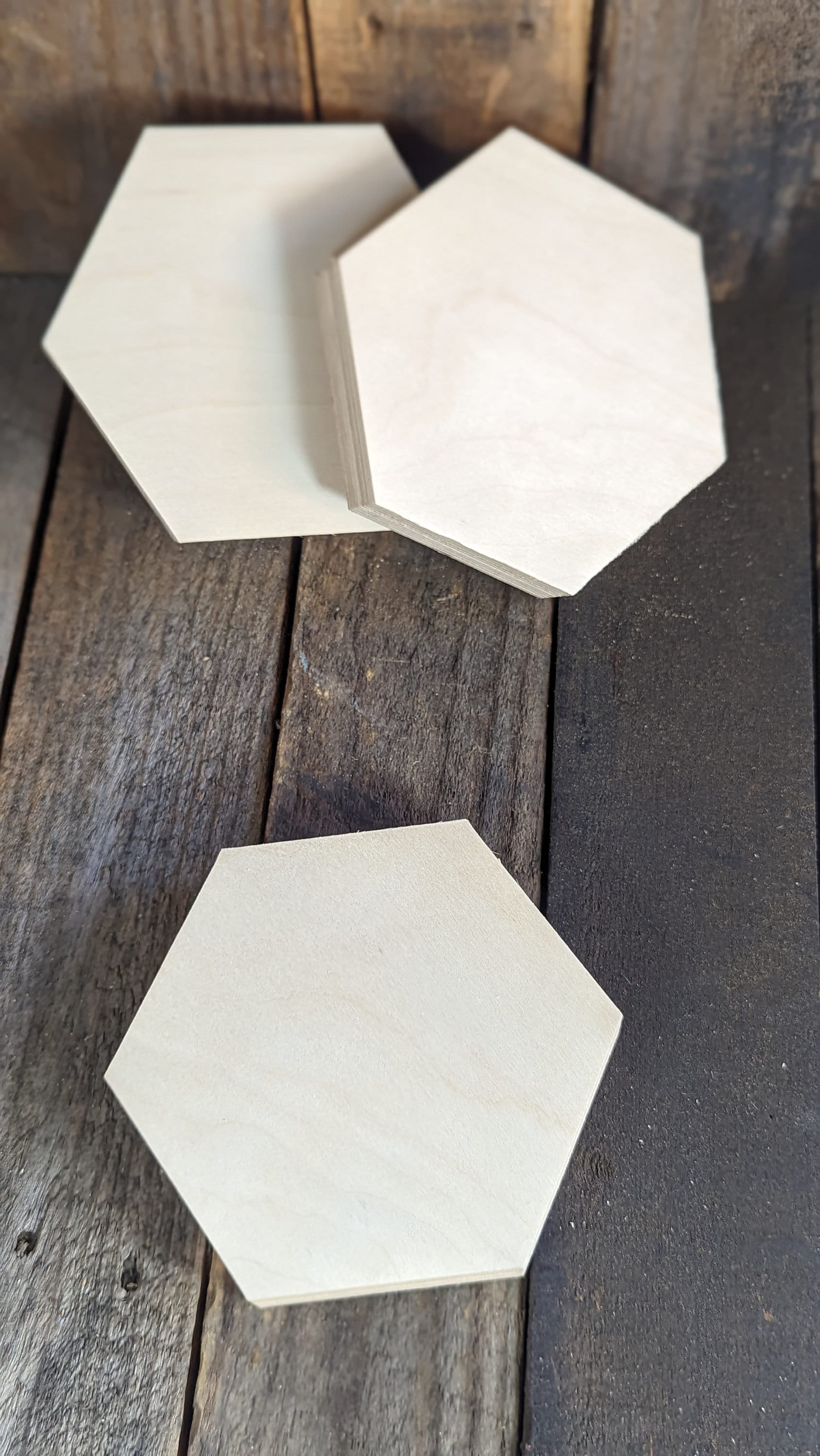 5" Baltic Birch Wood Hexagon Plaque, Unfinished Craft Shape