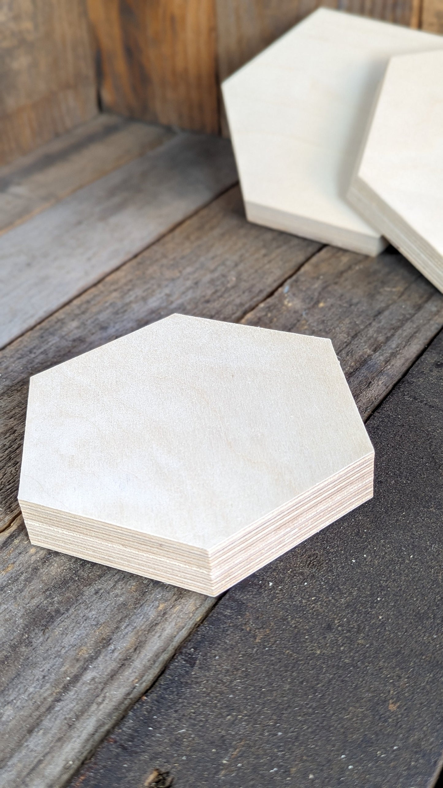 5" Baltic Birch Wood Hexagon Plaque, Unfinished Craft Shape