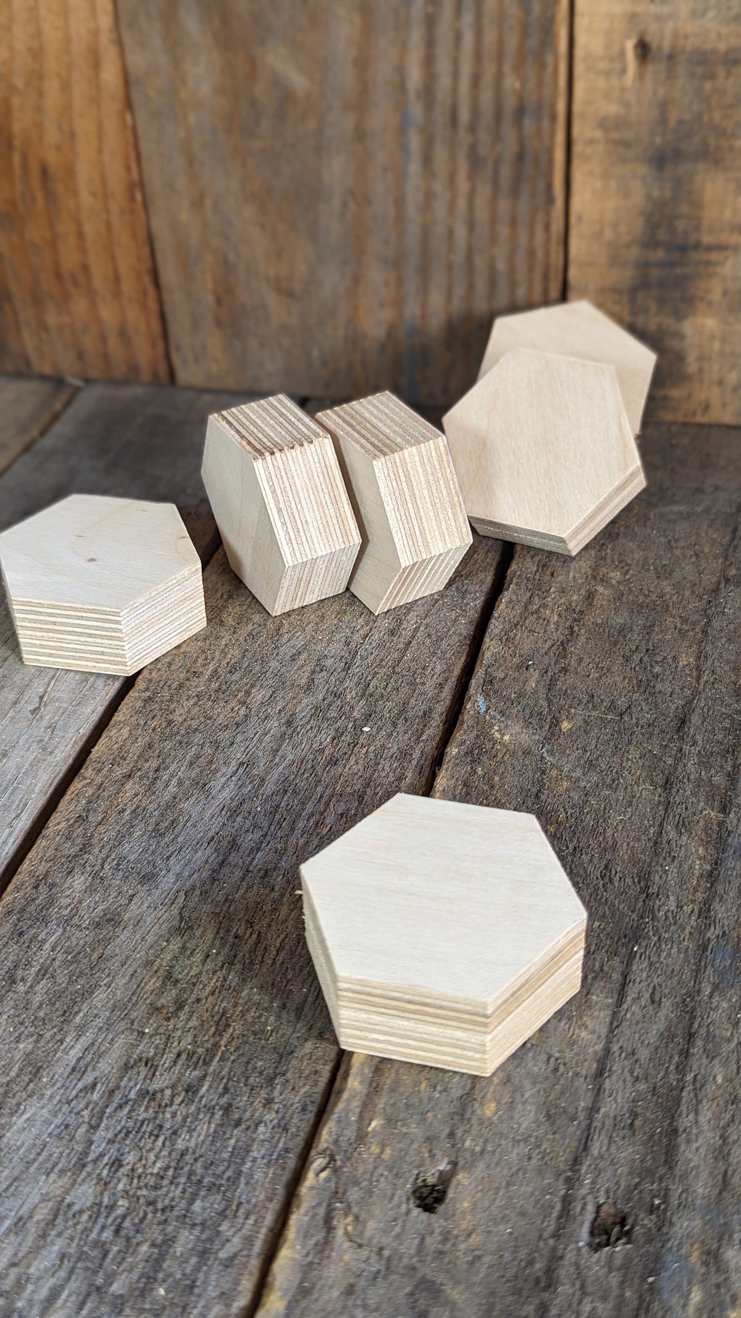 5 Pack - 2" Baltic Birch Wood Hexagon