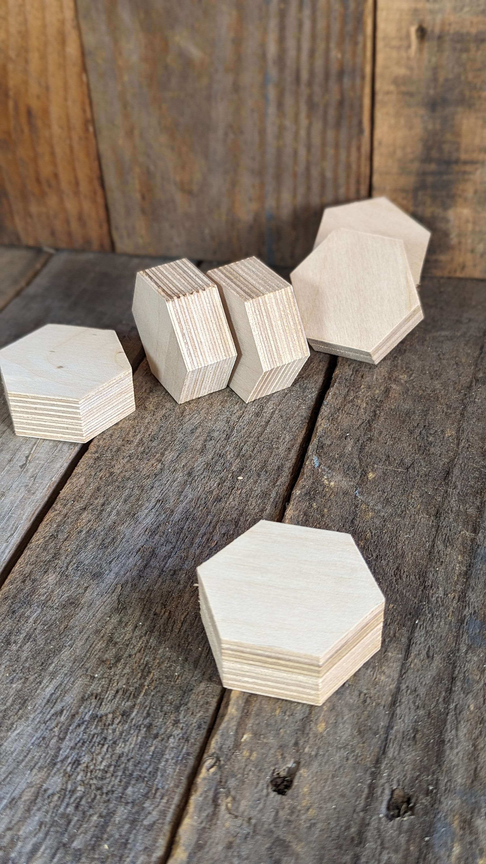 5 Pack - 2" Baltic Birch Wood Hexagon