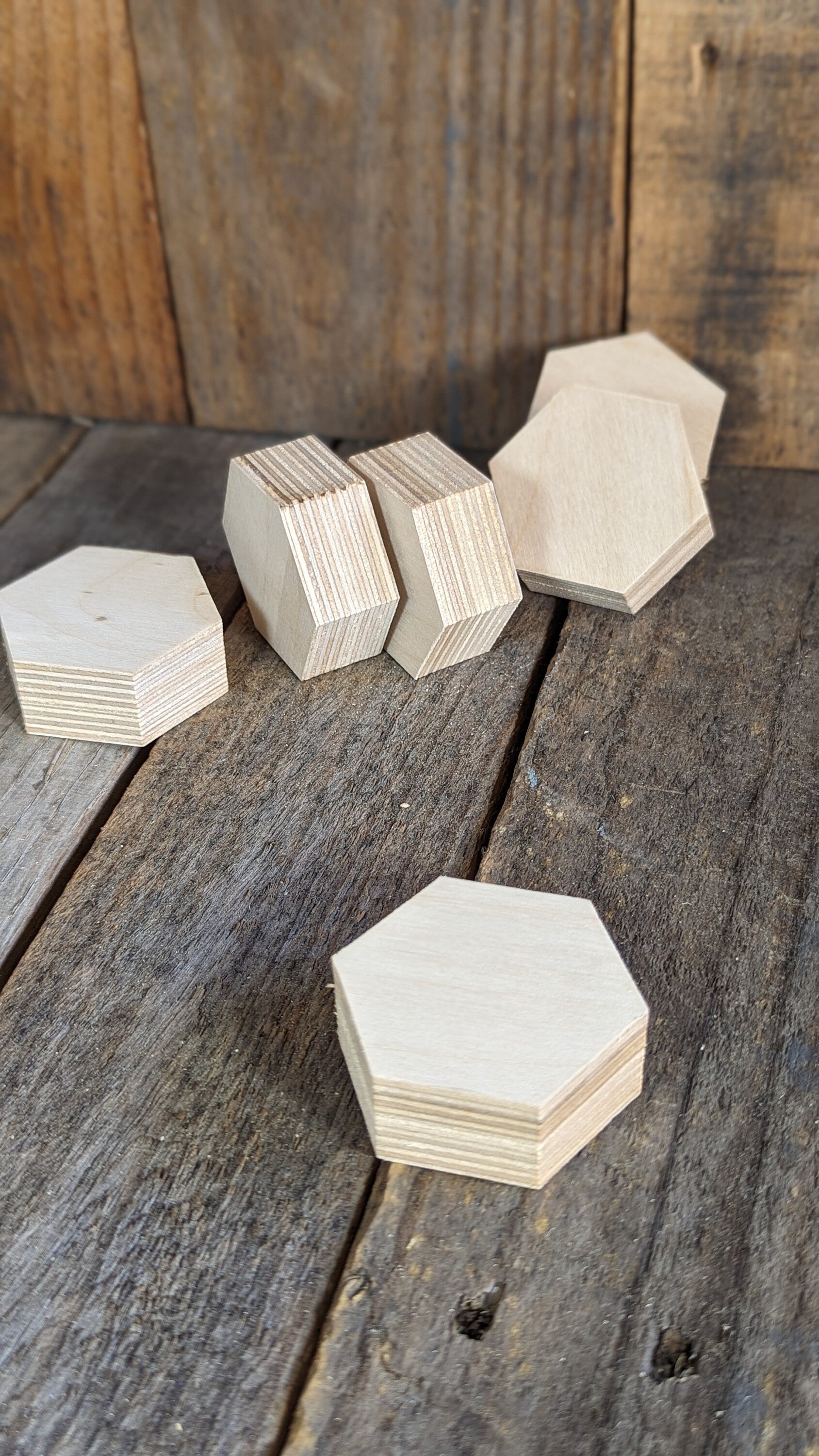 2" Wood Hexagon Plaques, BALTIC BIRCH Wooden Six Sided Shape, Blank Hexagon, Unfinished Wooden Hexagon, Hexagon Wood