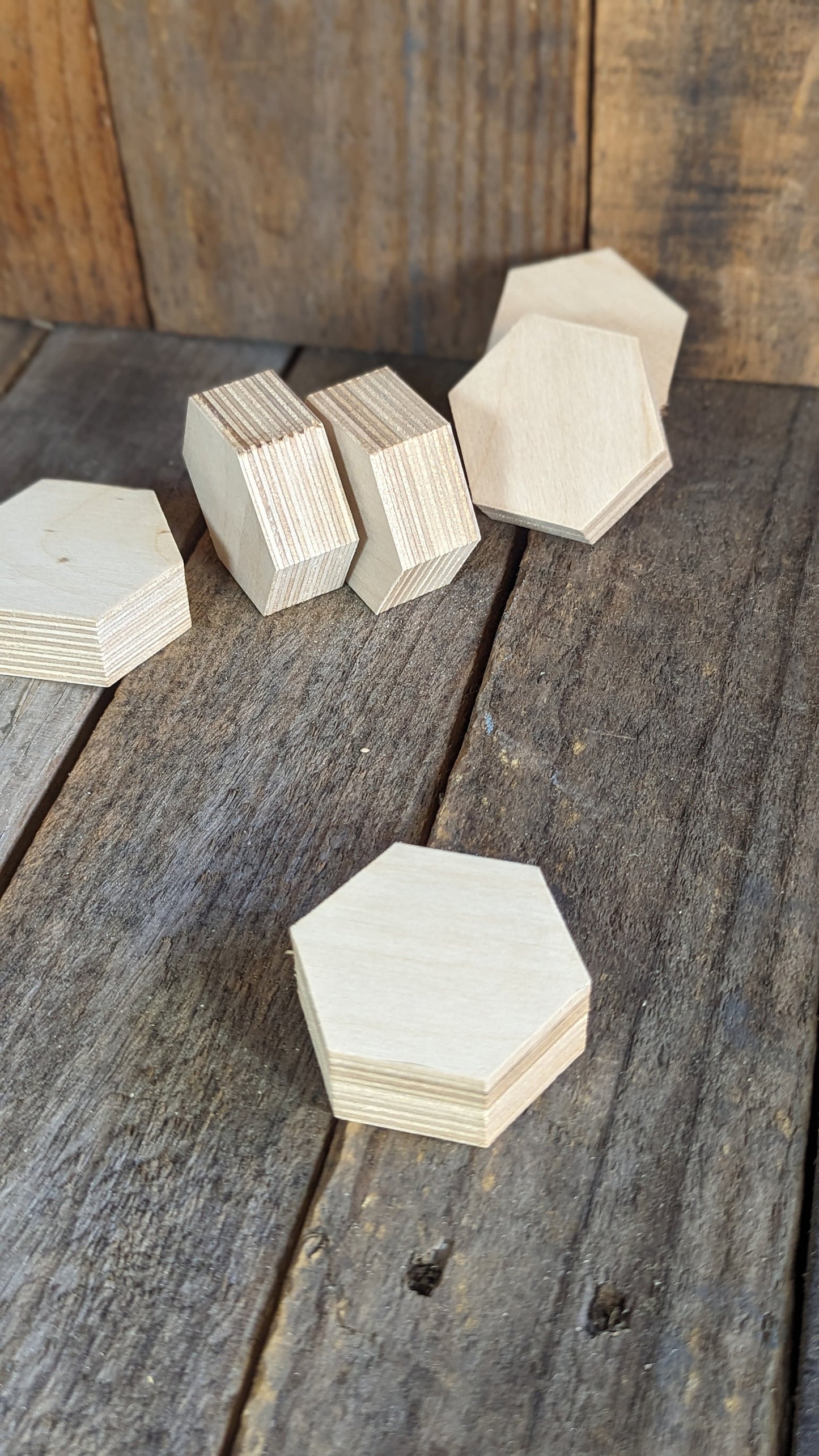 5 Pack - 2" Baltic Birch Wood Hexagon