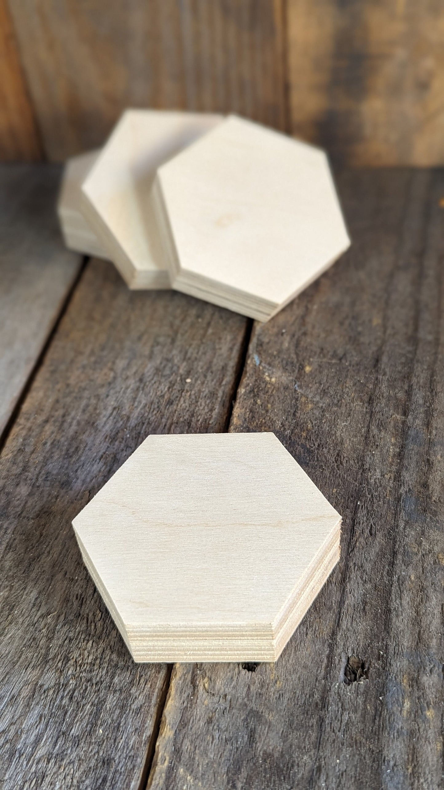 5 Pack - 3" Baltic Birch Wood Hexagon