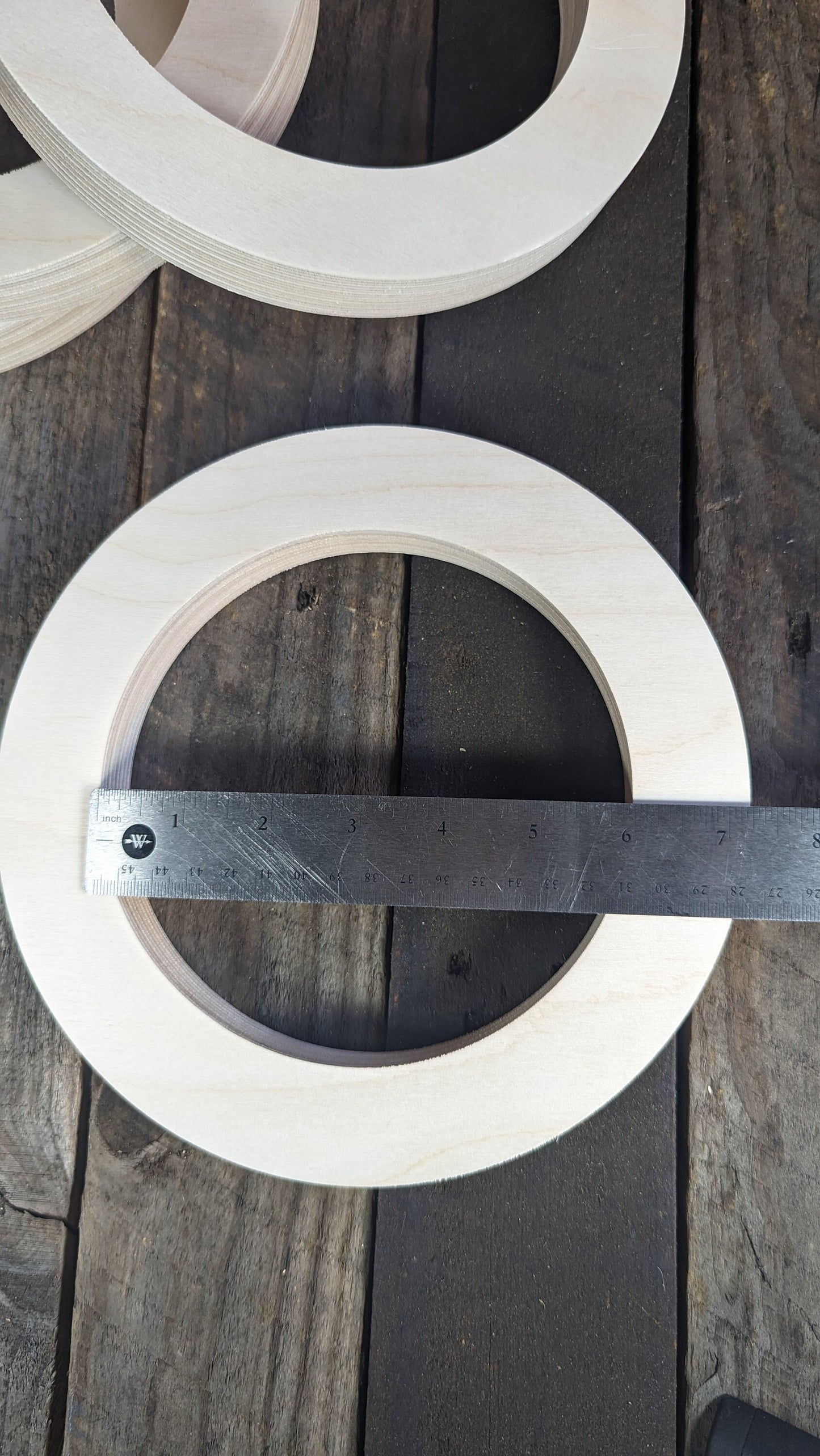 8.5" (8 1/2") Wood Donut Ring with 6" center hole, BALTIC BIRCH Wooden Circles, Unfinished Wooden Circles, Round Circles, Circular Wood