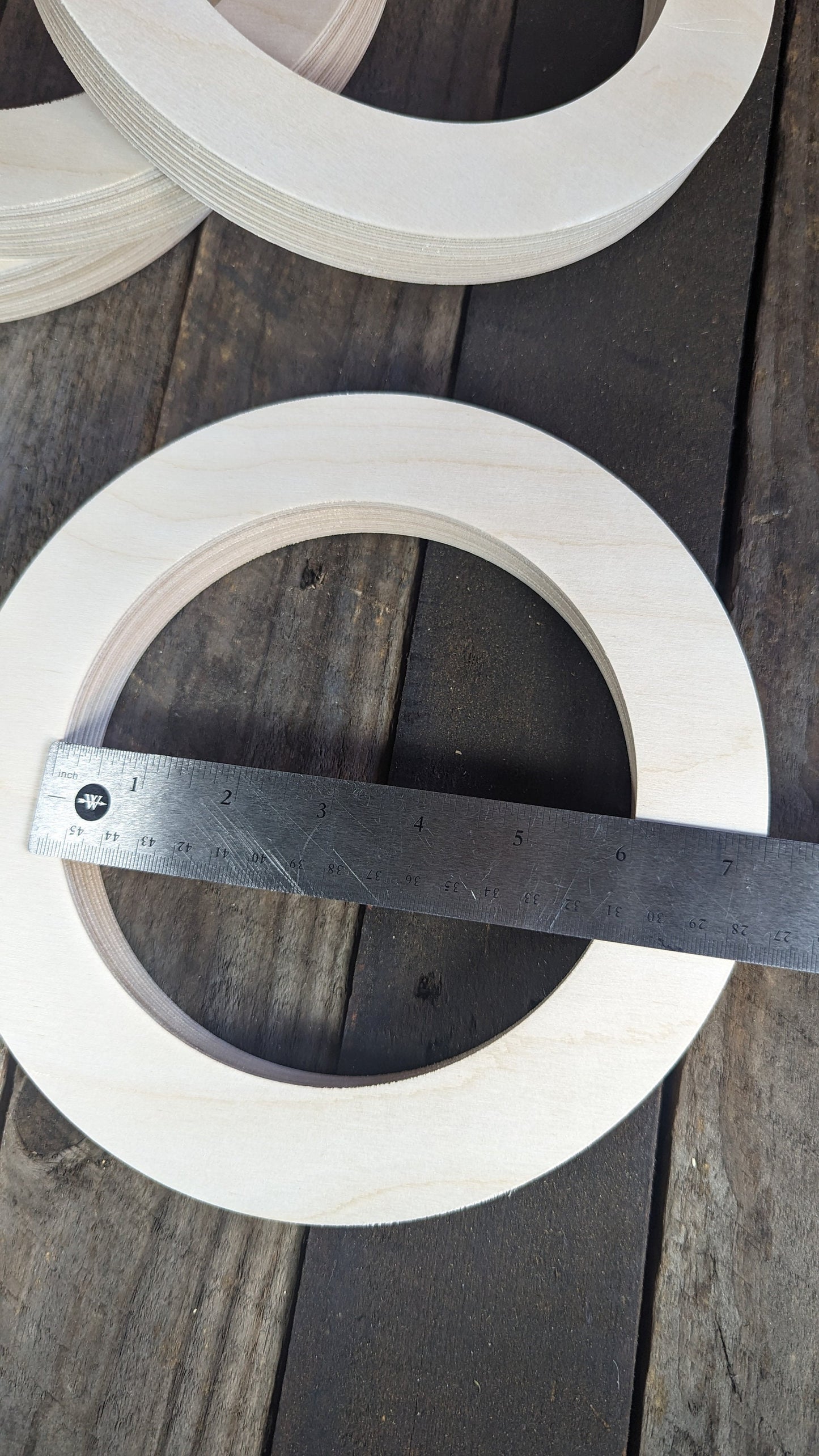 8.5" (8 1/2") Wood Donut Ring with 6" center hole, BALTIC BIRCH Wooden Circles, Unfinished Wooden Circles, Round Circles, Circular Wood