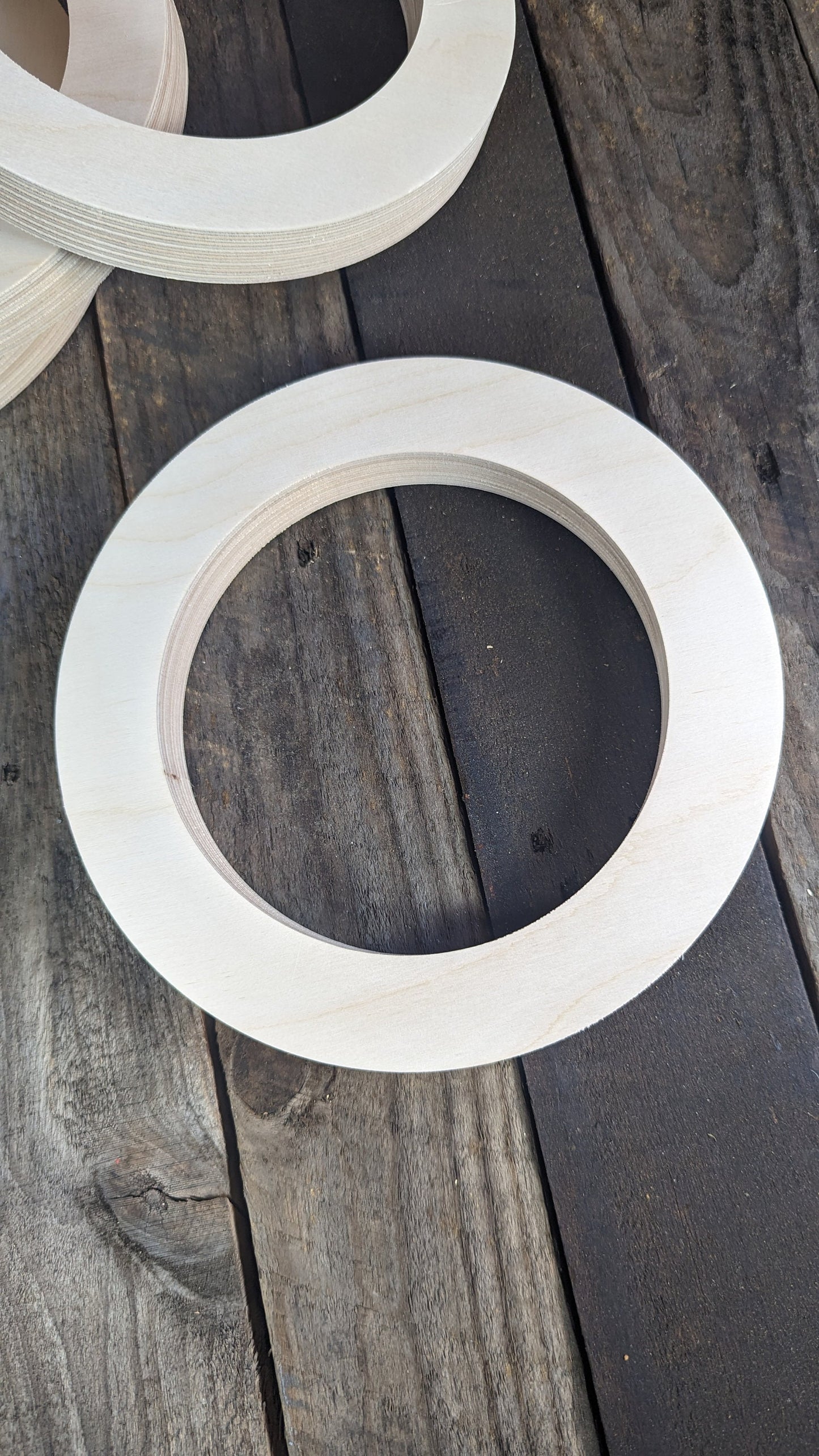 8.5" (8 1/2") Wood Donut Ring with 6" center hole, BALTIC BIRCH Wooden Circles, Unfinished Wooden Circles, Round Circles, Circular Wood