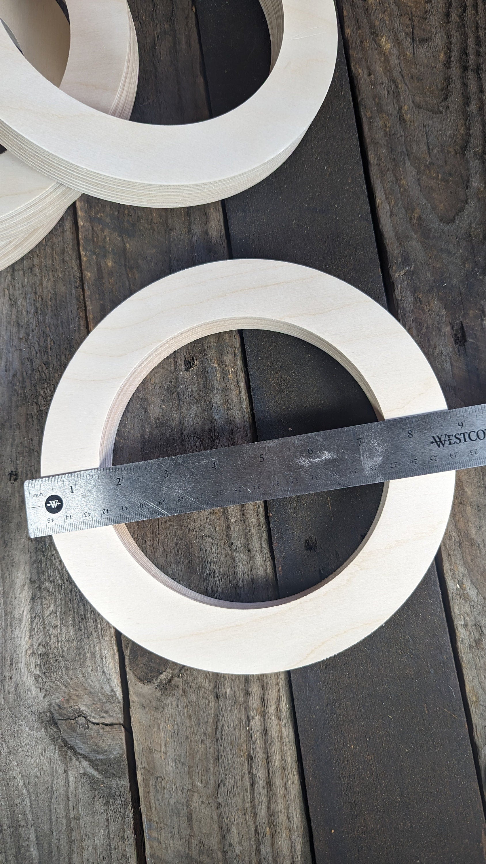 8.5" (8 1/2") Wood Donut Ring with 6" center hole, BALTIC BIRCH Wooden Circles, Unfinished Wooden Circles, Round Circles, Circular Wood