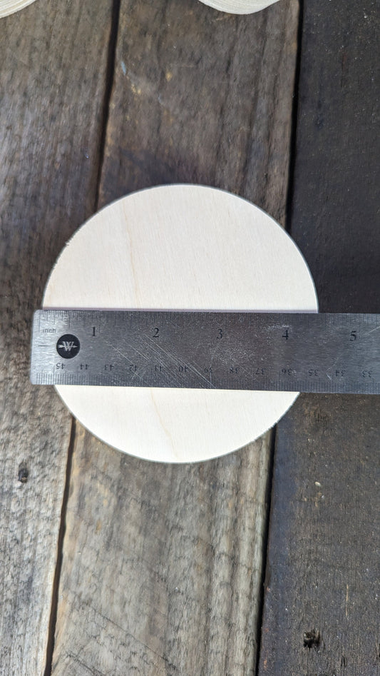 4.375" (4 3/8") Wood Circle Disc Plaques, BALTIC BIRCH - Wooden Circles, Unfinished, Circular Wood