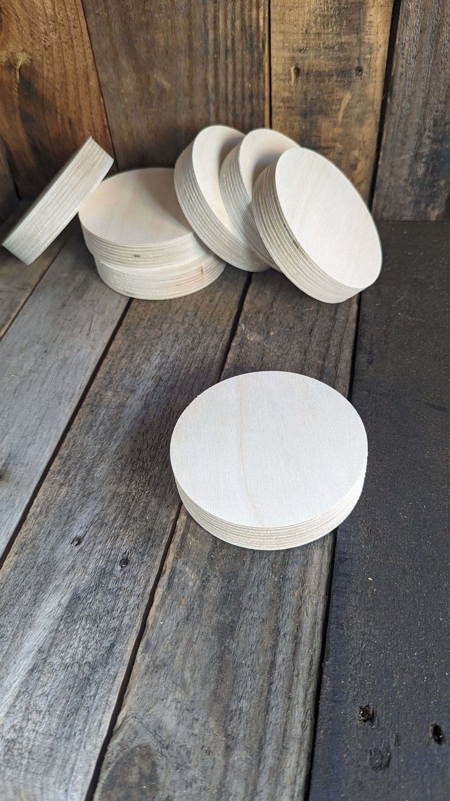 4.375" (4 3/8") Wood Circle Disc Plaques, BALTIC BIRCH - Wooden Circles, Unfinished, Circular Wood