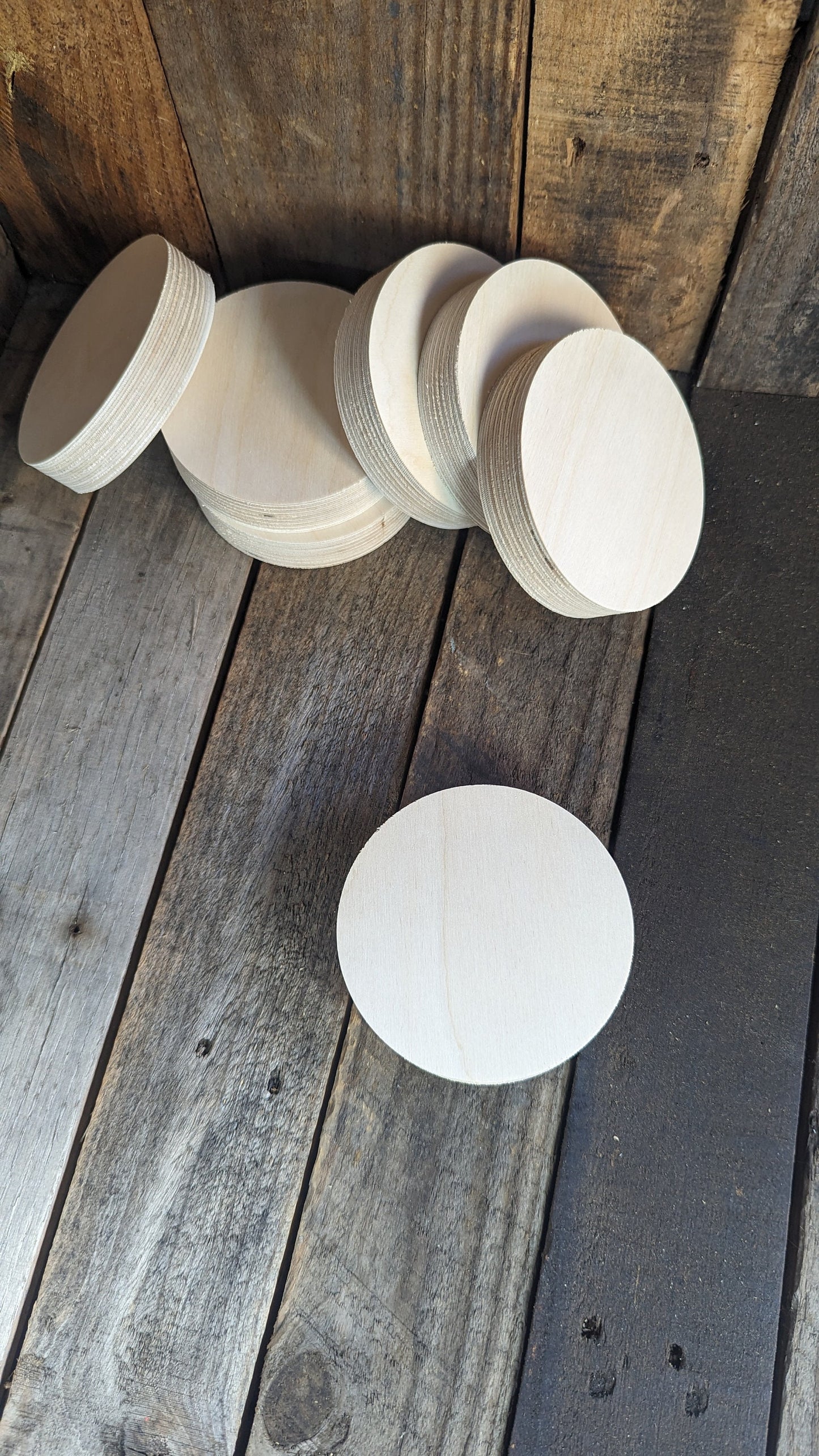 4.375" (4 3/8") Wood Circle Disc Plaques, BALTIC BIRCH - Wooden Circles, Unfinished, Circular Wood